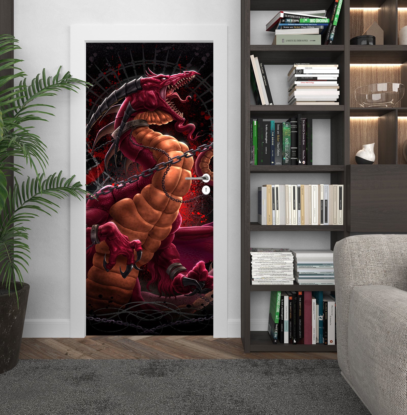 3D Chain Dragon 645 Tom Wood Door Mural