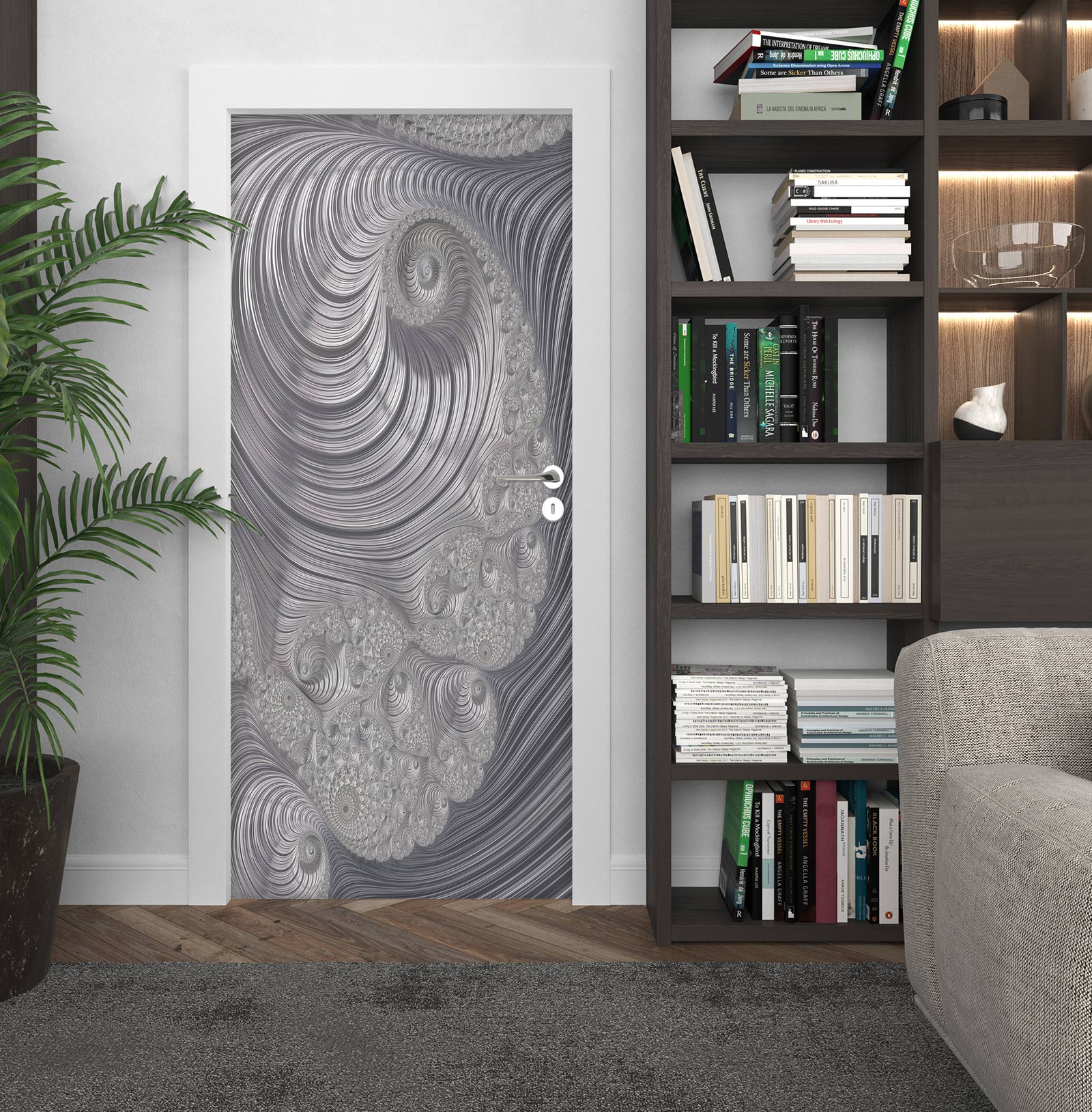 3D Grey Pattern Thread 102106 Andrea Haase Door Mural