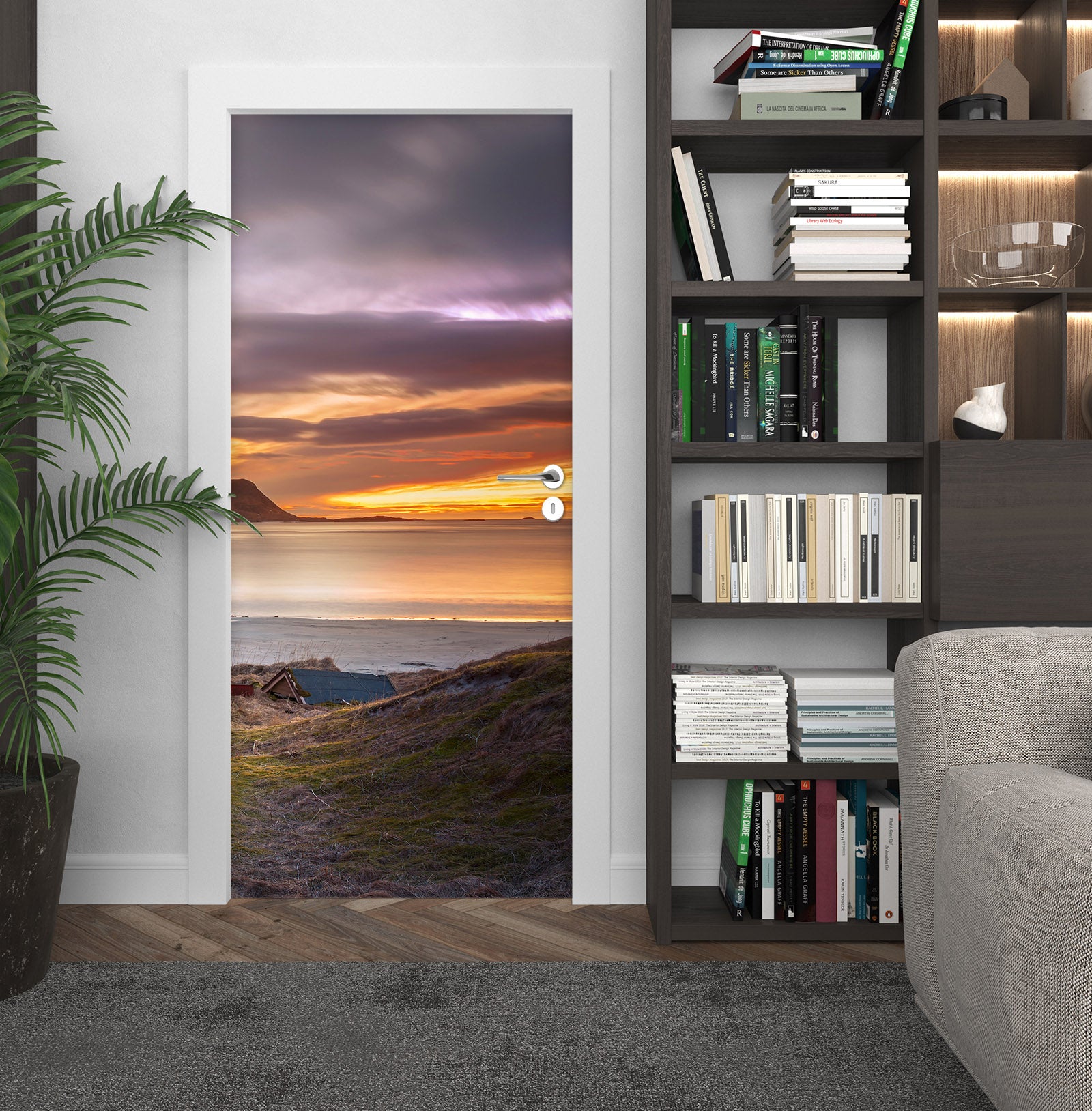 3D Sunset Hillside Seaside 11628 Marco Carmassi Door Mural