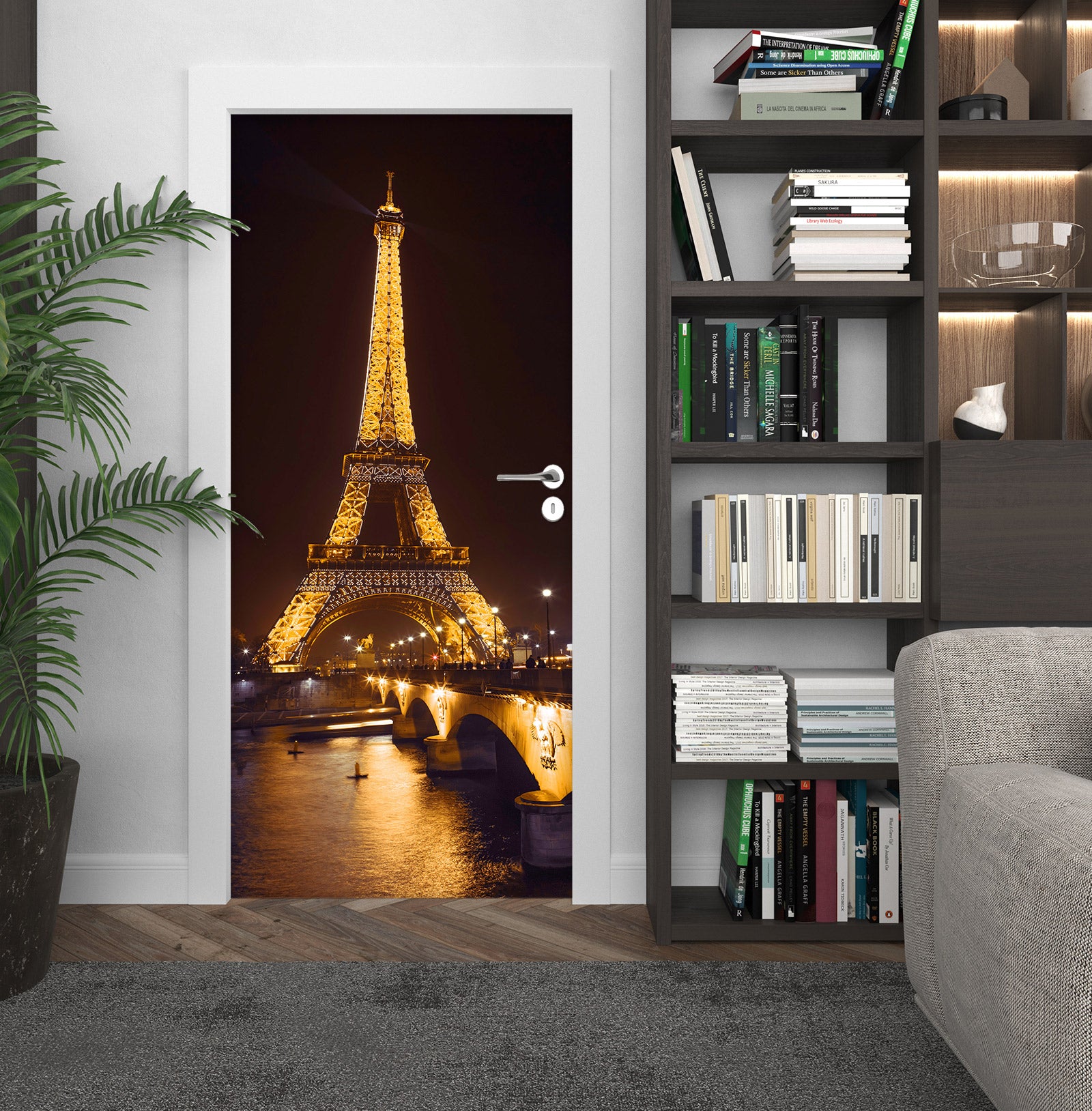 3D Eiffel Tower Night 10606 Assaf Frank Door Mural