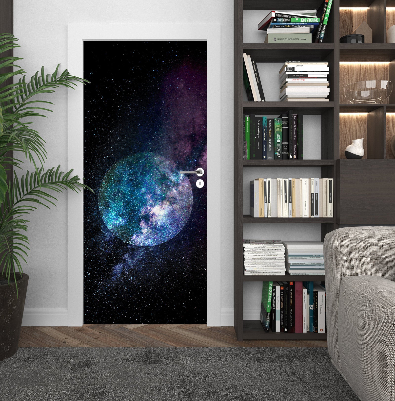 3D Starry Sky Moon 102105 Andrea Haase Door Mural