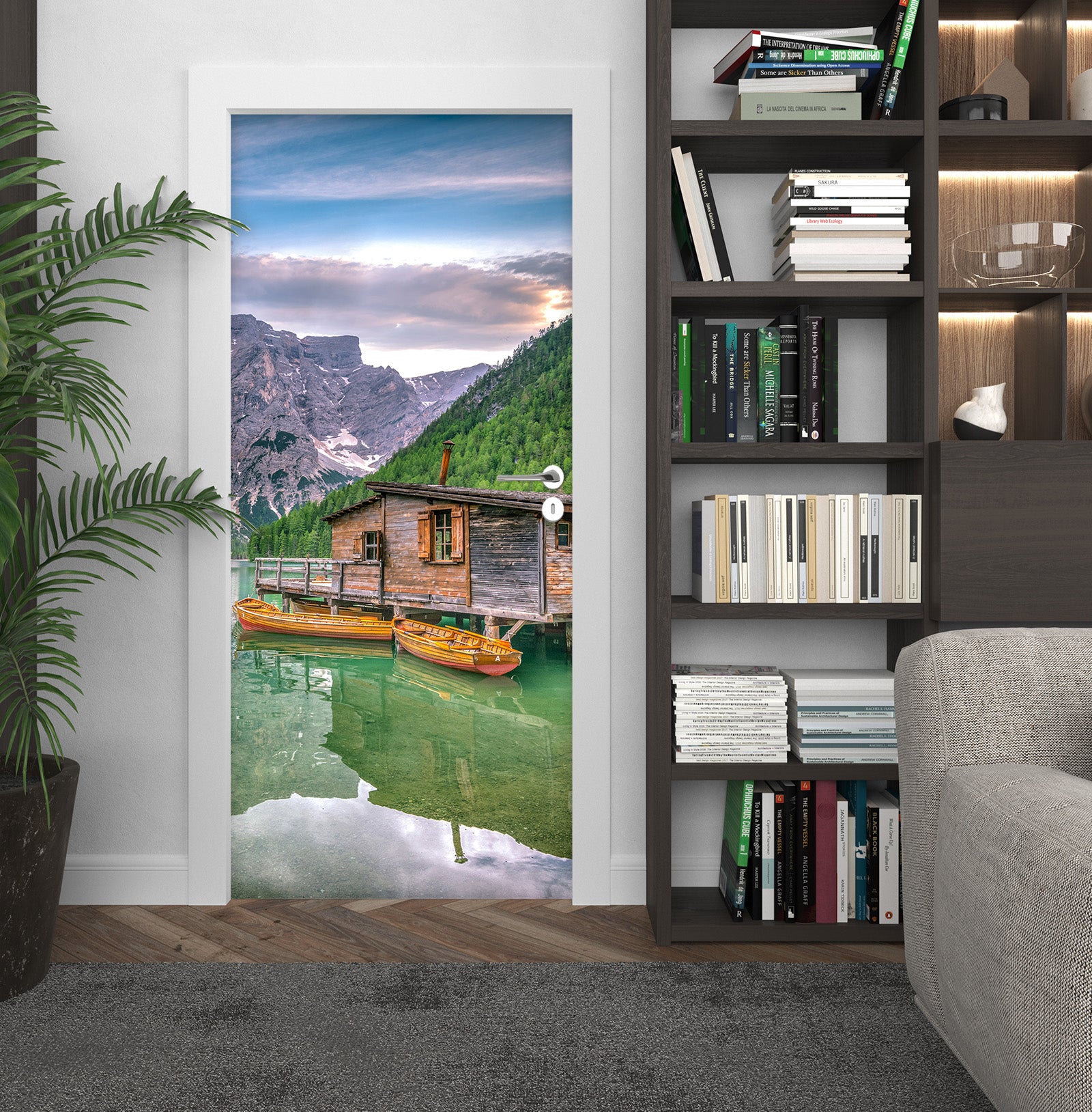 3D Chalet Lake Rock 114133 Marco Carmassi Door Mural