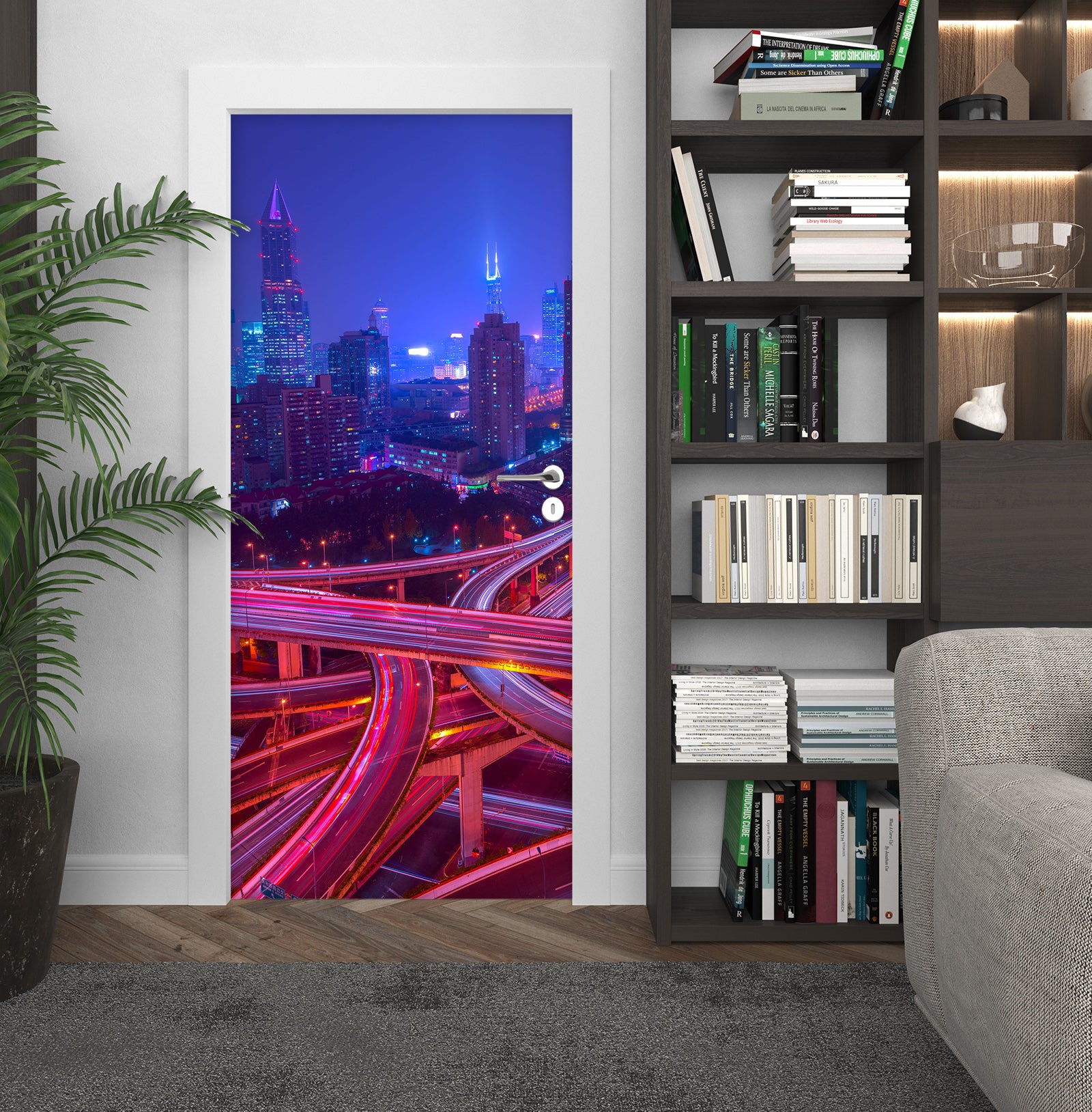 3D Red Light Overpass 119154 Marco Carmassi Door Mural