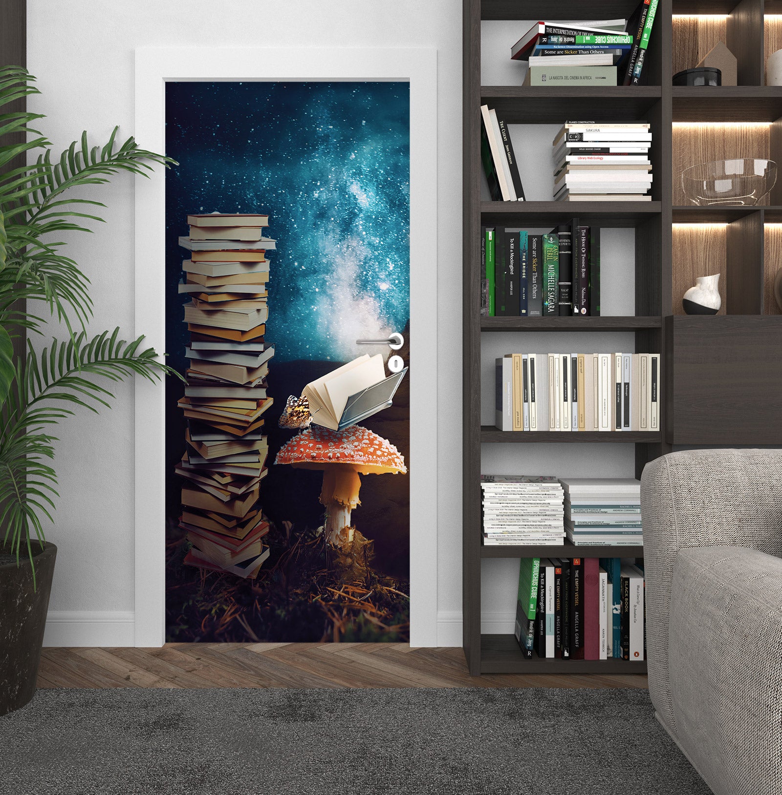 3D Starry Book Mushroom 107191 Beth Sheridan Door Mural