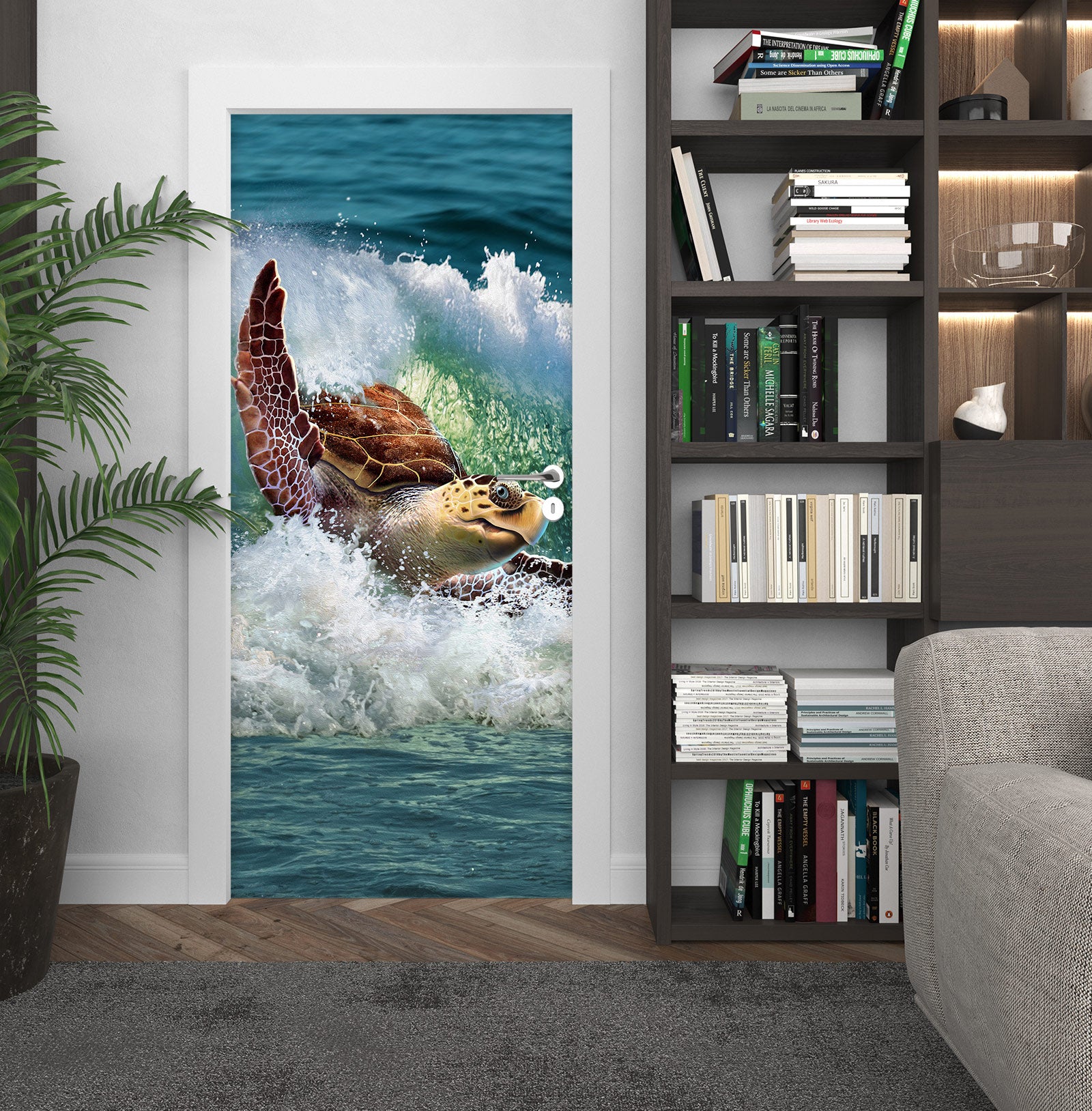 3D Waves Sea Turtle 112148 Jerry LoFaro Door Mural