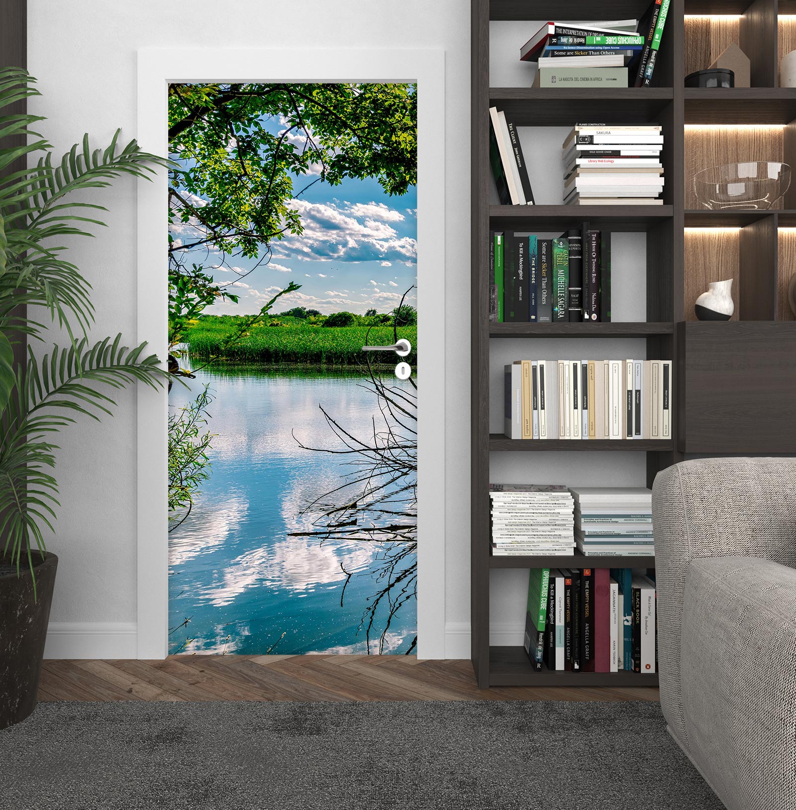 3D Sky Lake Shadow 107215 Beth Sheridan Door Mural