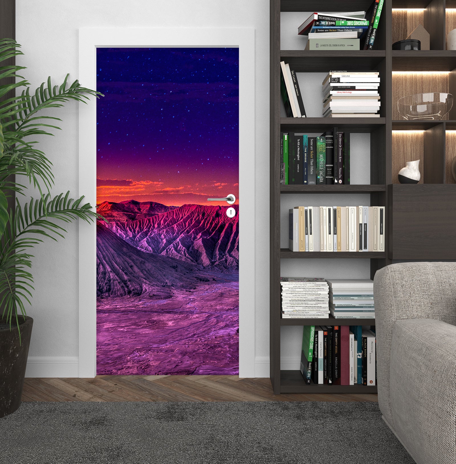 3D Snow Rock Night Starry Sky 12014 Marco Carmassi Door Mural