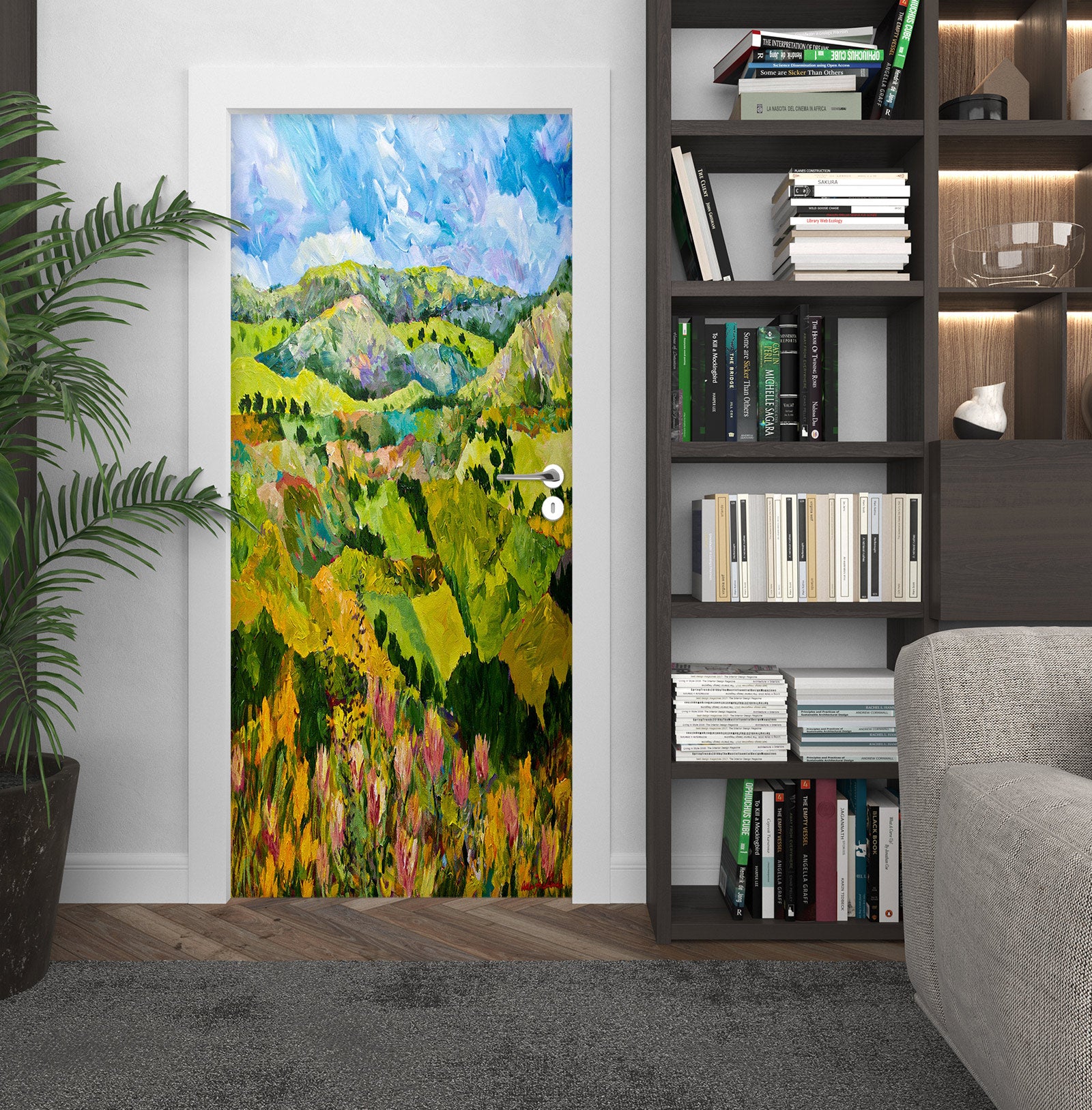 3D Green Hillside Mountains 93103 Allan P. Friedlander Door Mural