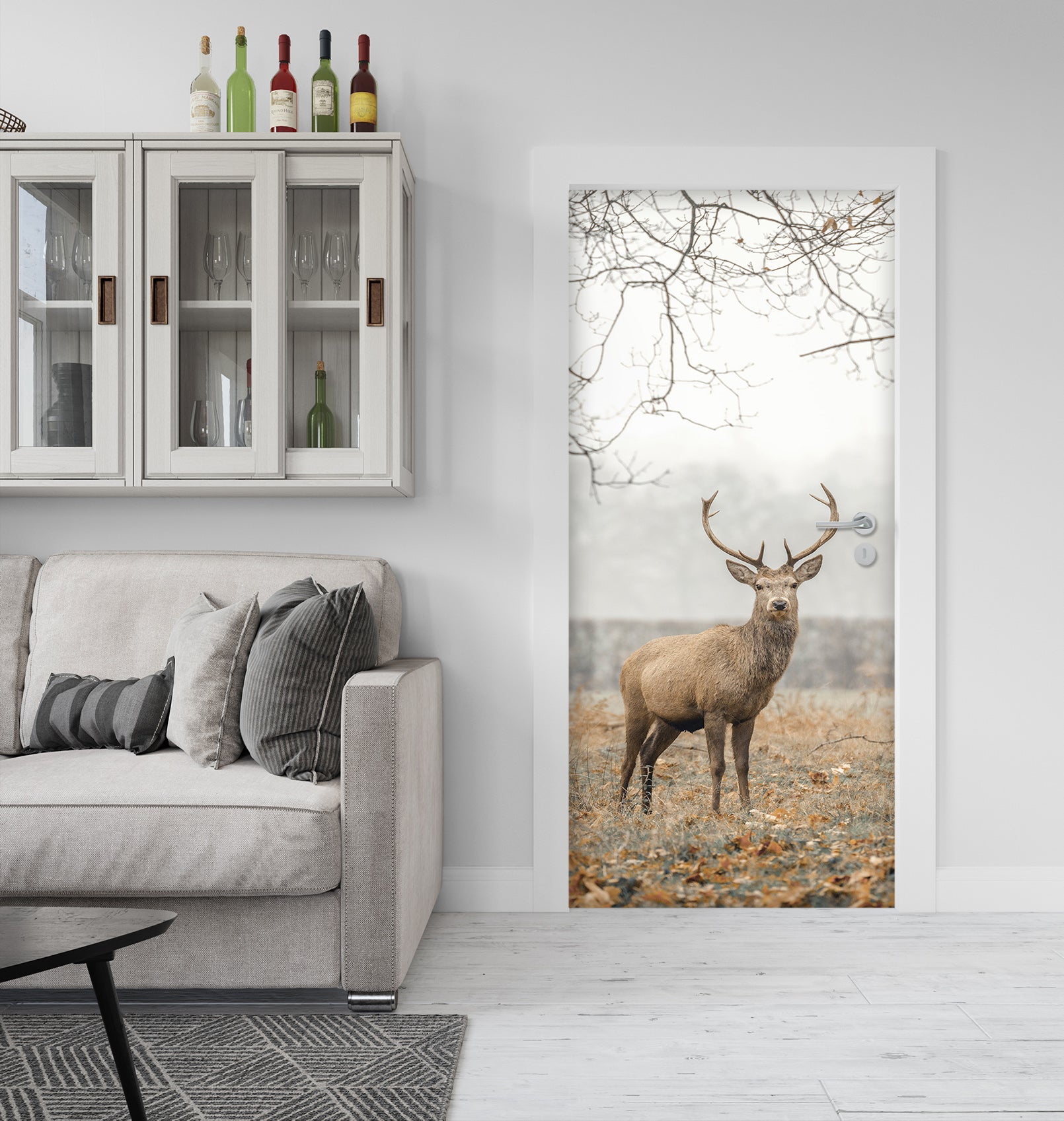 3D Deer Tree Grass 106194 Assaf Frank Door Mural