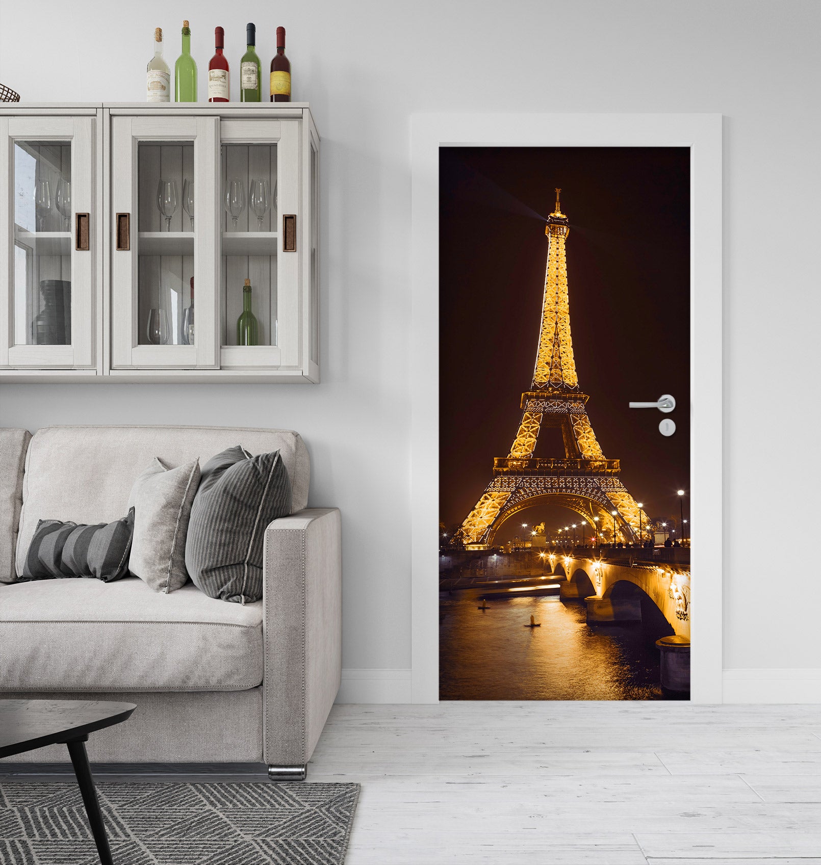 3D Eiffel Tower Night 10606 Assaf Frank Door Mural