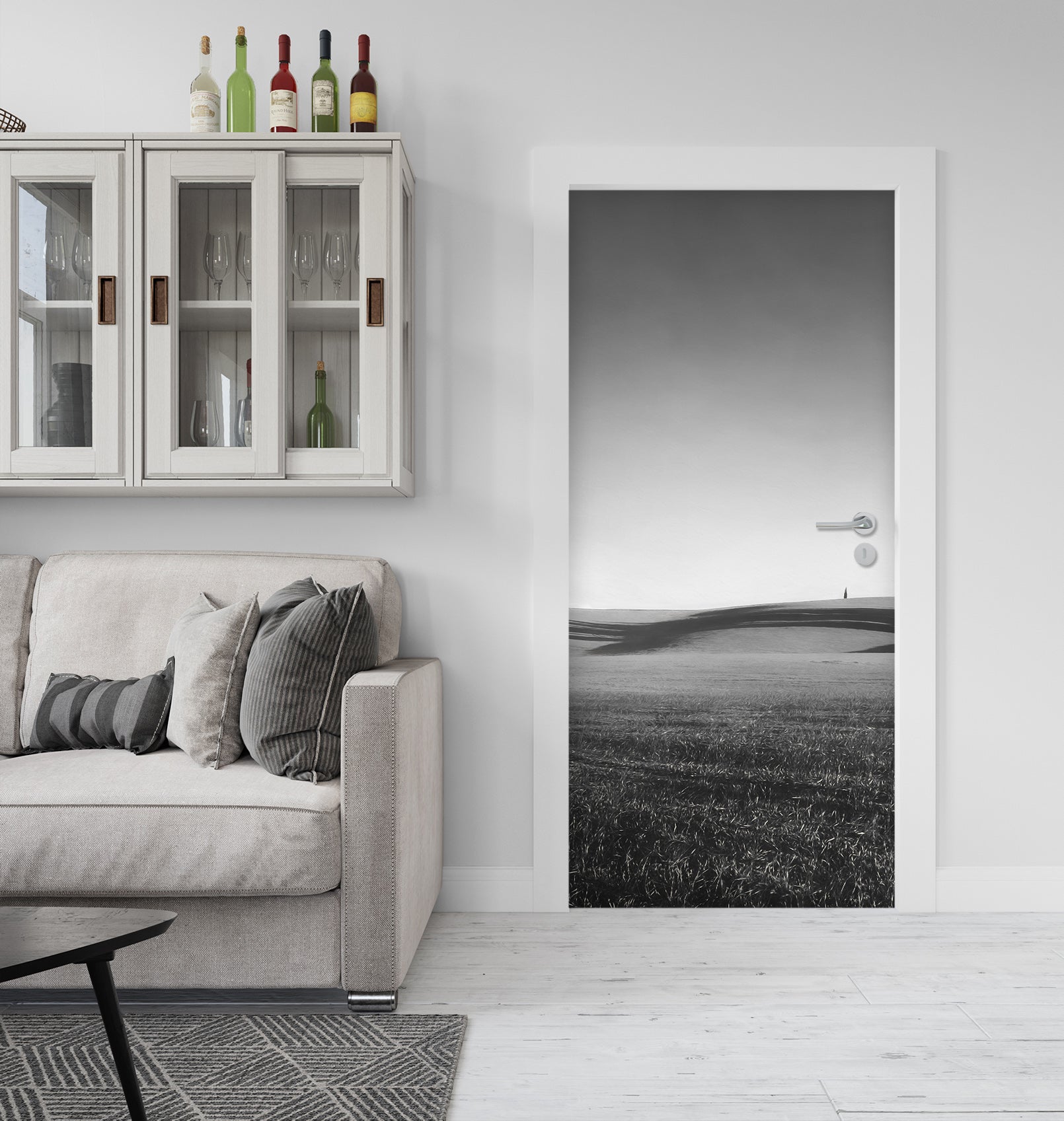 3D Grey Grassland 114119 Marco Carmassi Door Mural