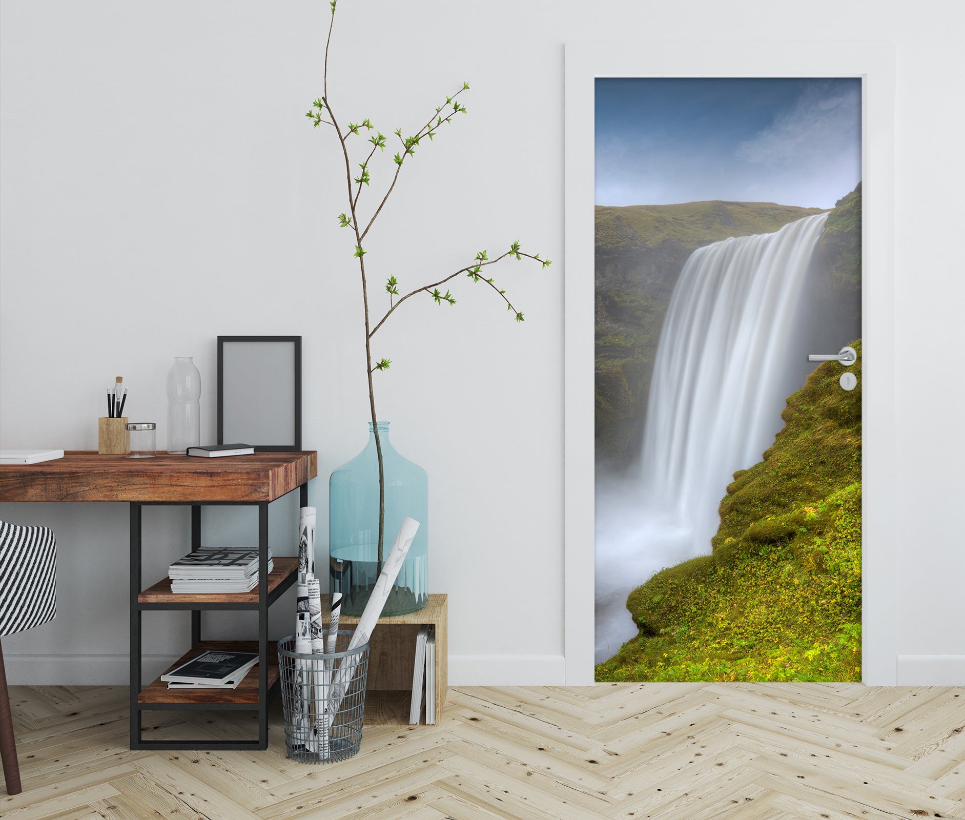 3D Waterfall Meadow 11538 Marco Carmassi Door Mural