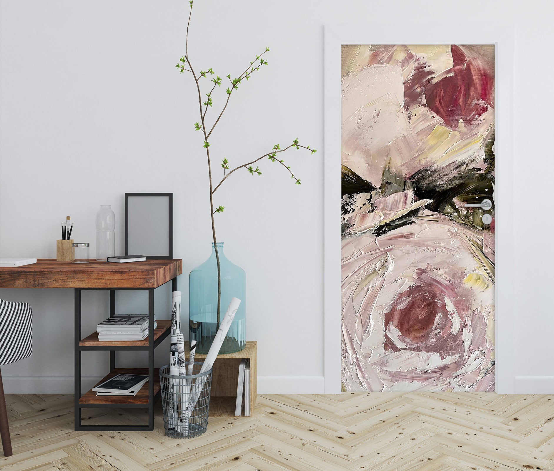 3D Pink Rose 3144 Skromova Marina Door Mural