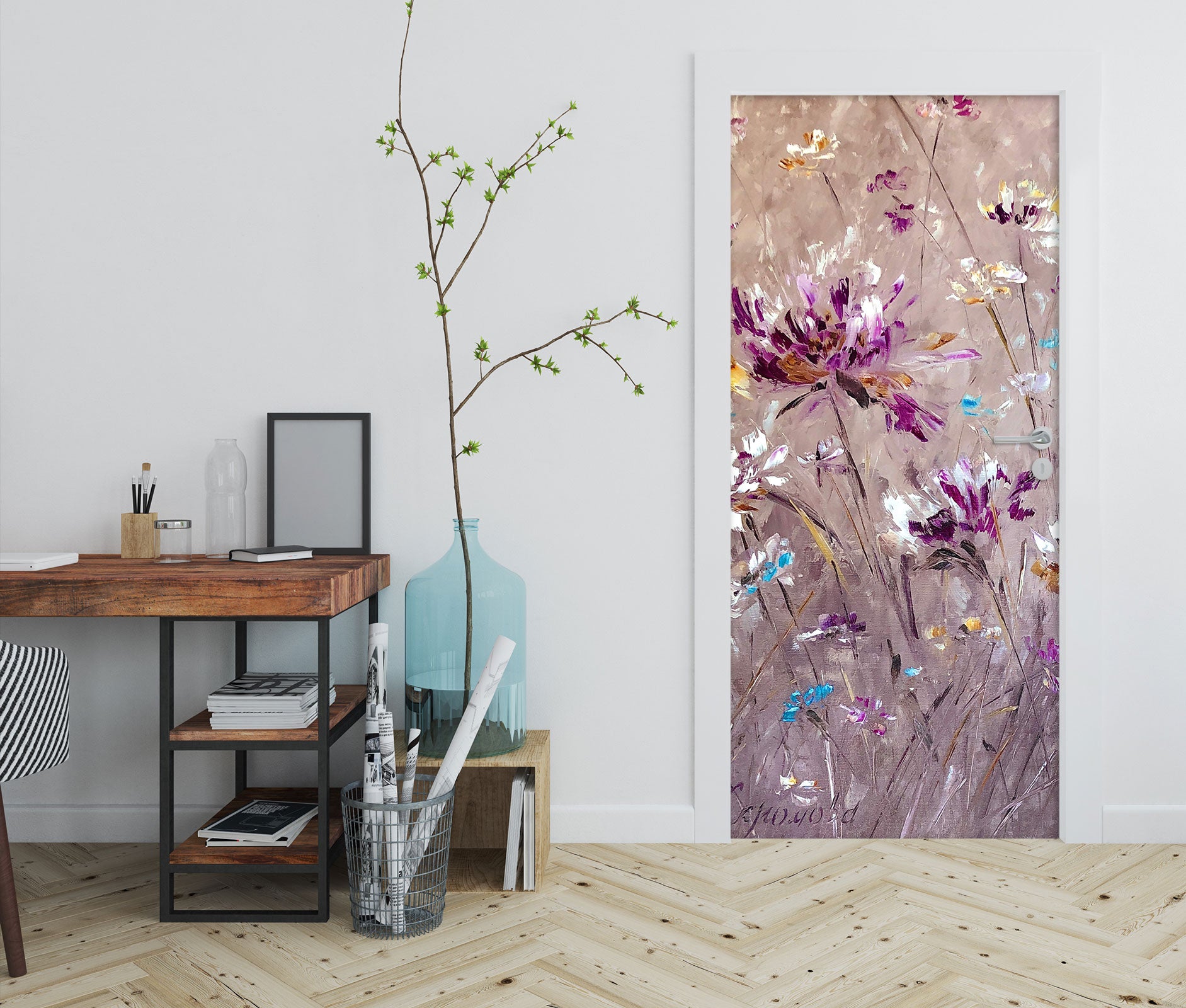 3D Purple Flower 3193 Skromova Marina Door Mural