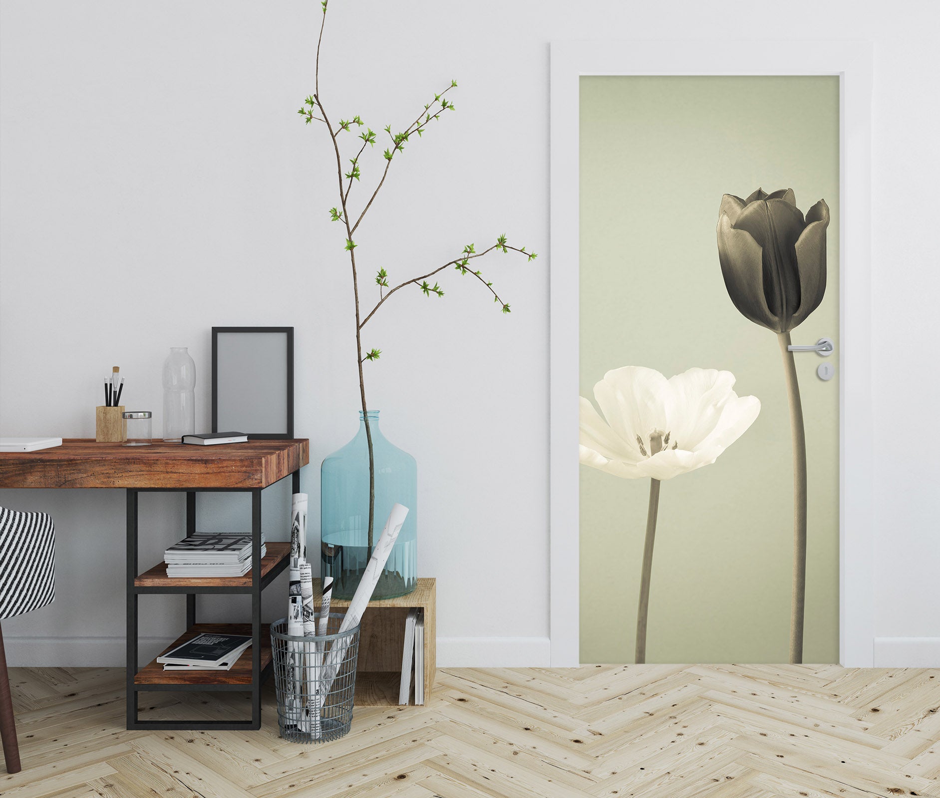 3D White Lotus 5024 Assaf Frank Door Mural