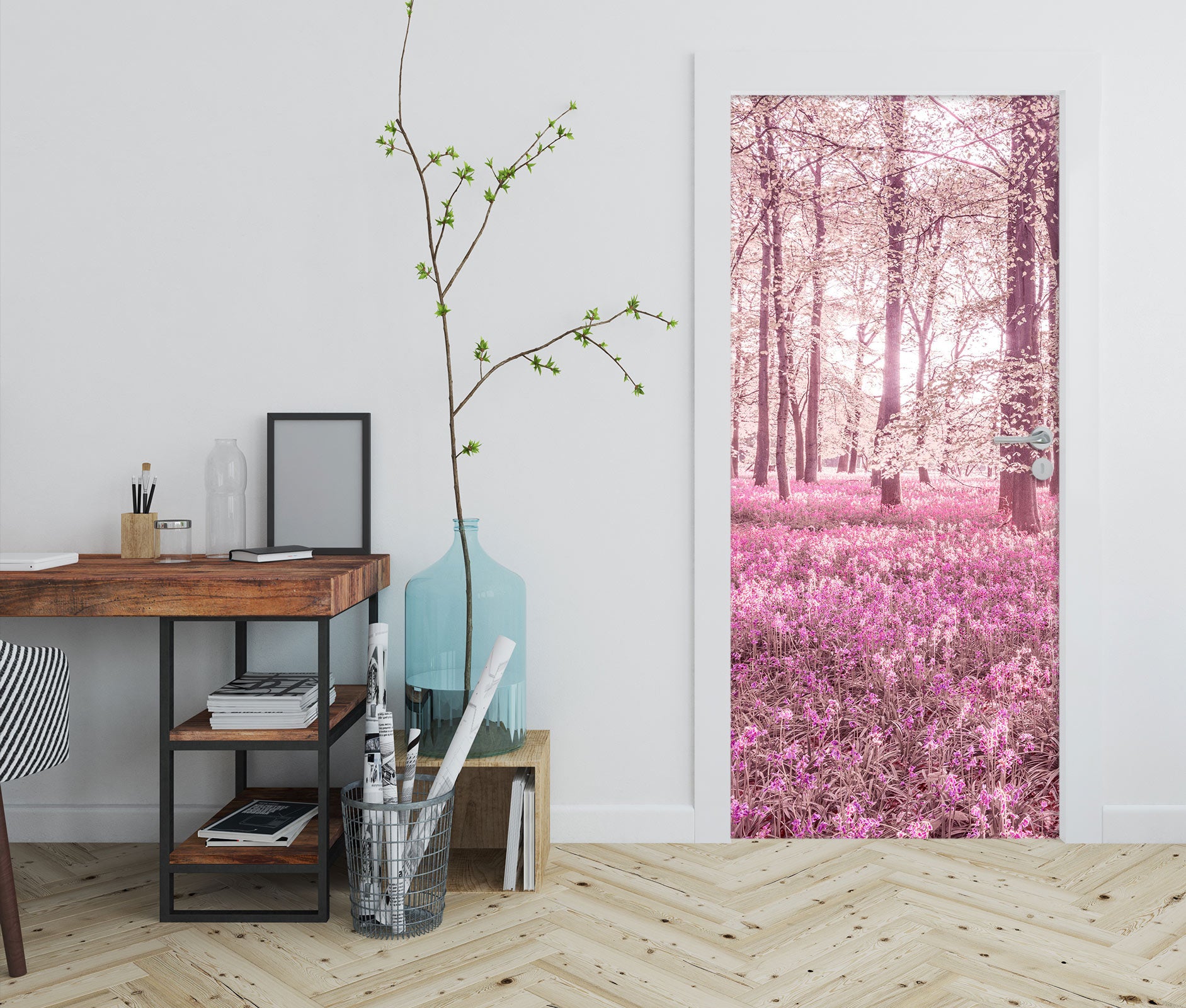 3D Pink Woods 10638 Assaf Frank Door Mural