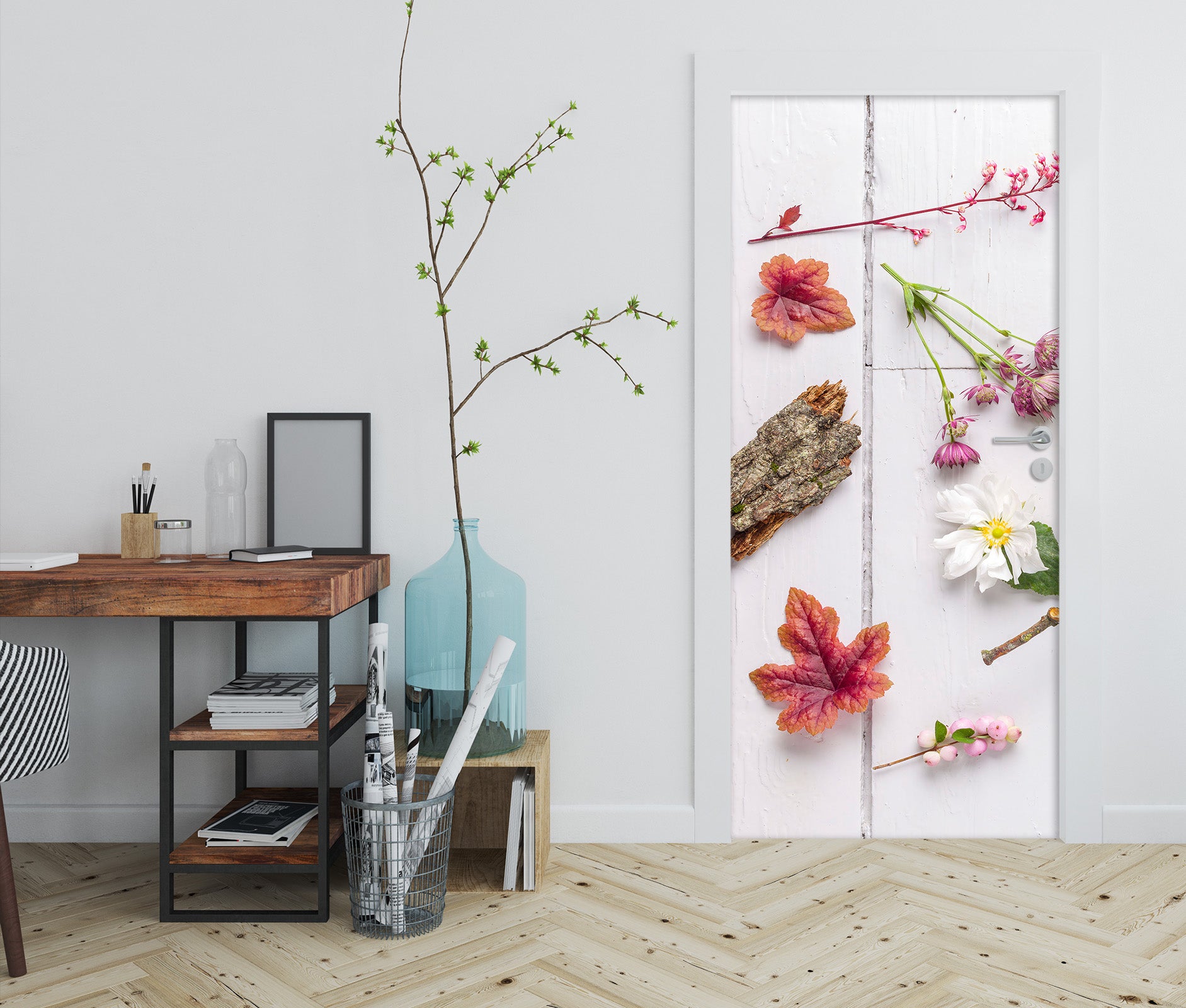 3D Red Maple Leaf 5031 Assaf Frank Door Mural