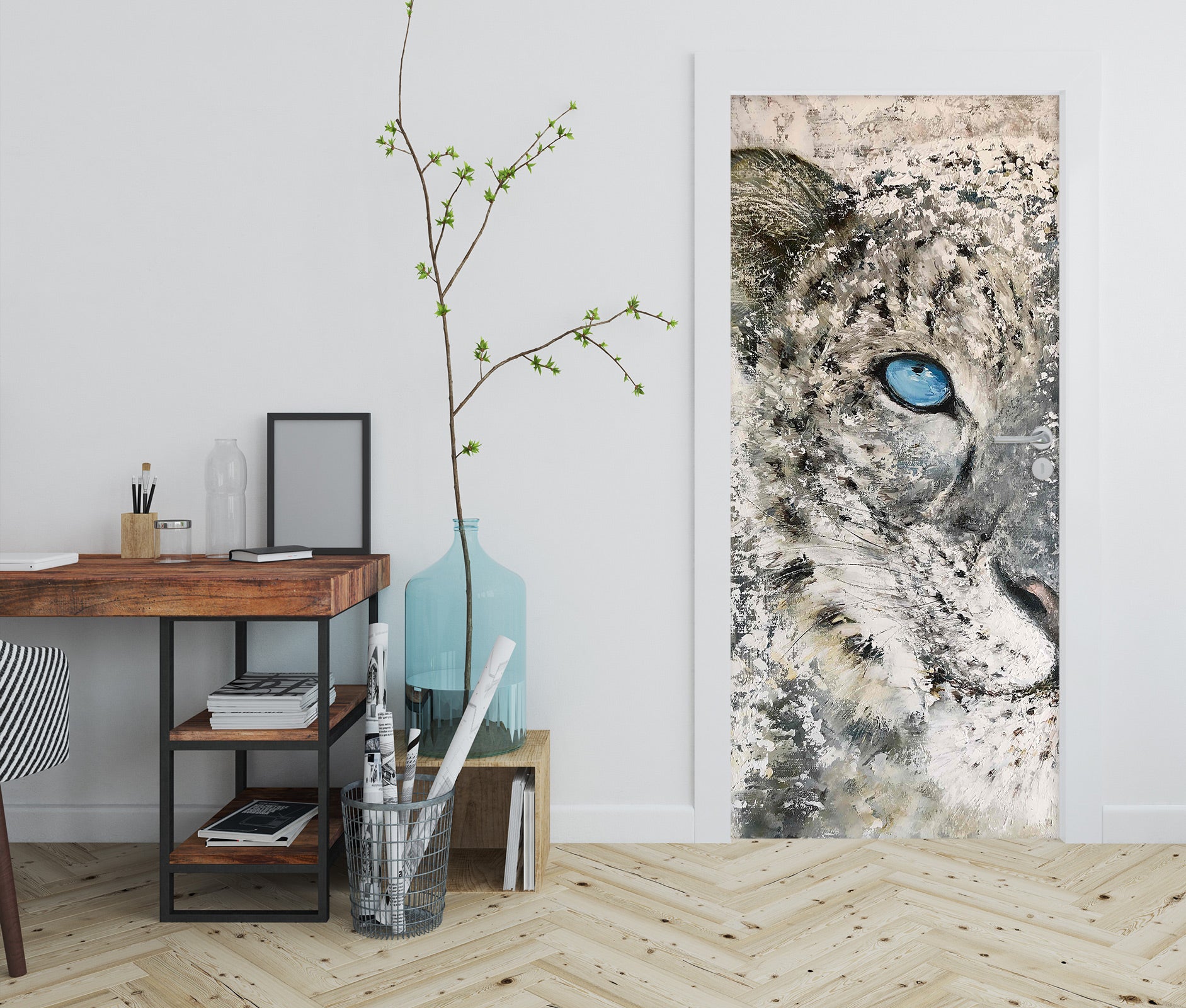 3D Grey Tiger 3215 Skromova Marina Door Mural