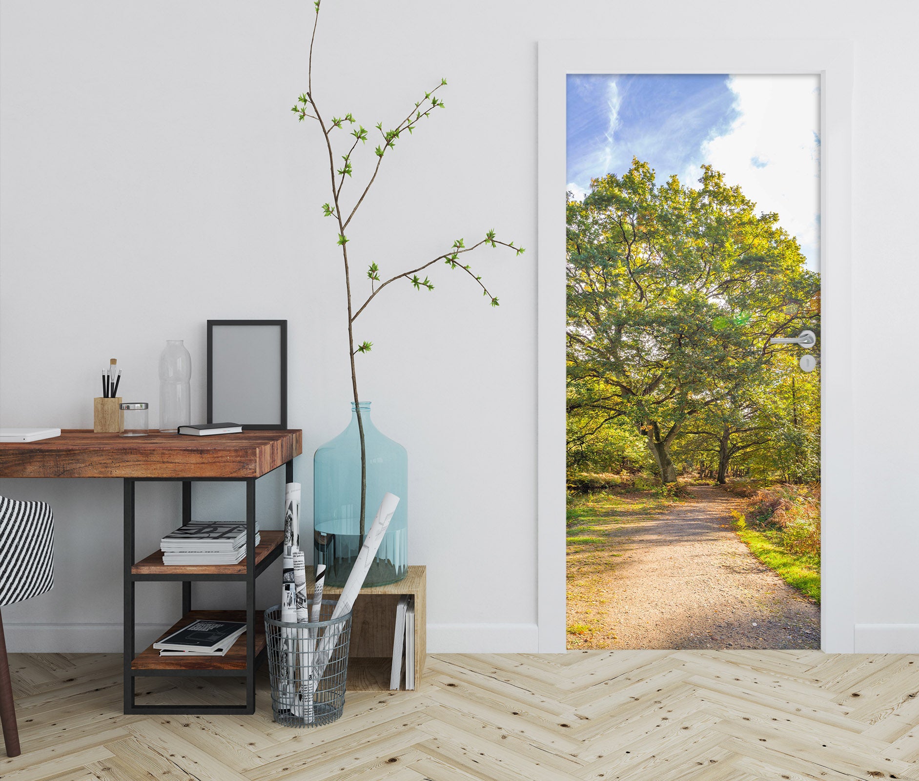 3D Road Grass Trees 101190 Assaf Frank Door Mural