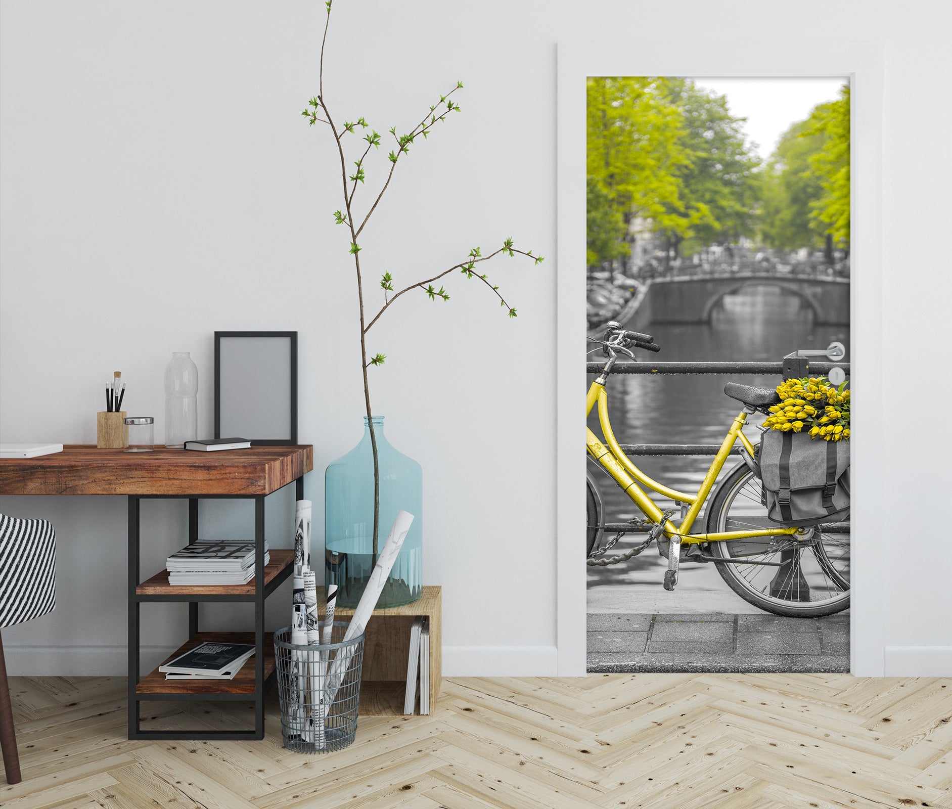 3D Bike River Trees 101183 Assaf Frank Door Mural