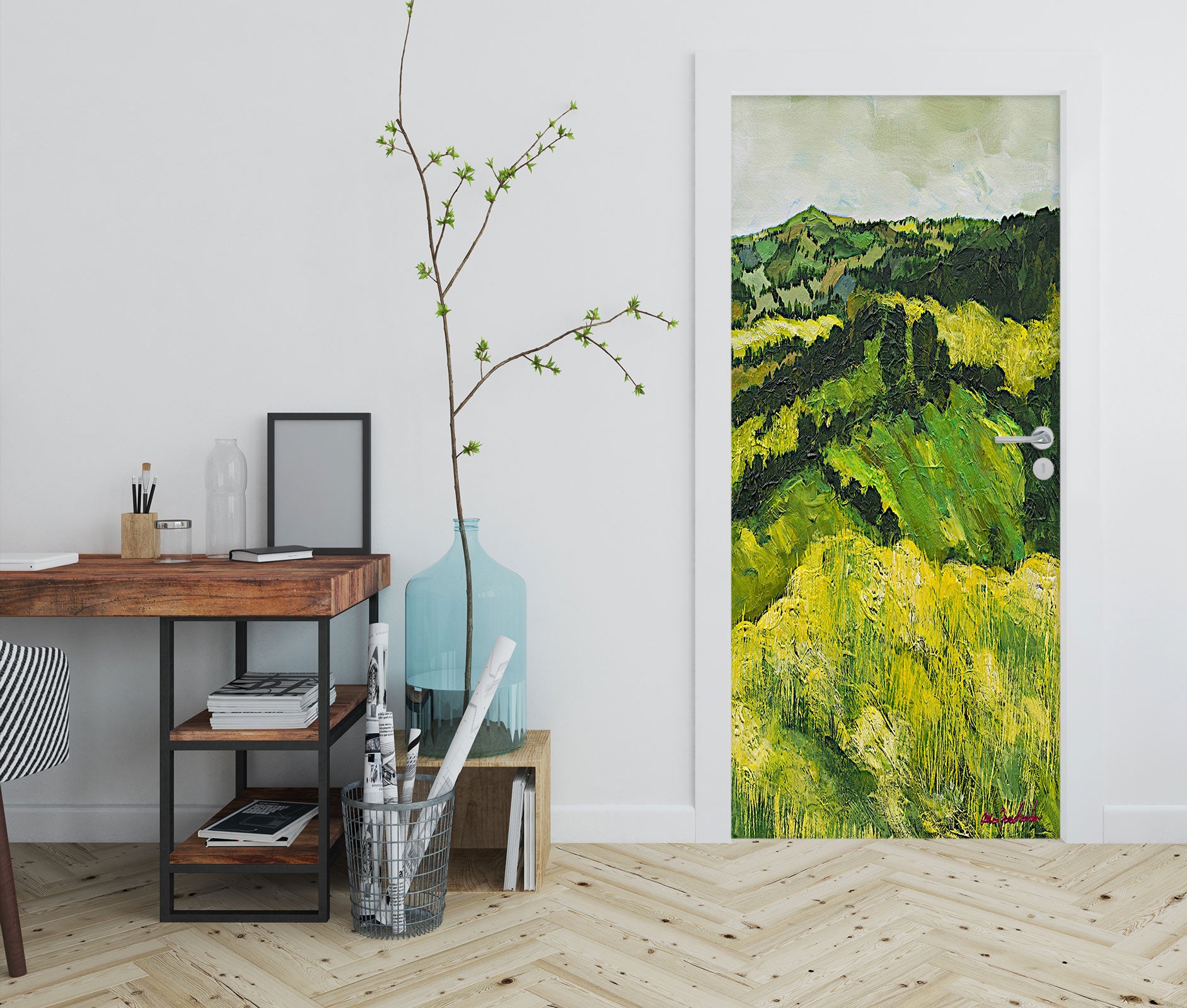 3D Green Meadow Mountains 9397 Allan P. Friedlander Door Mural