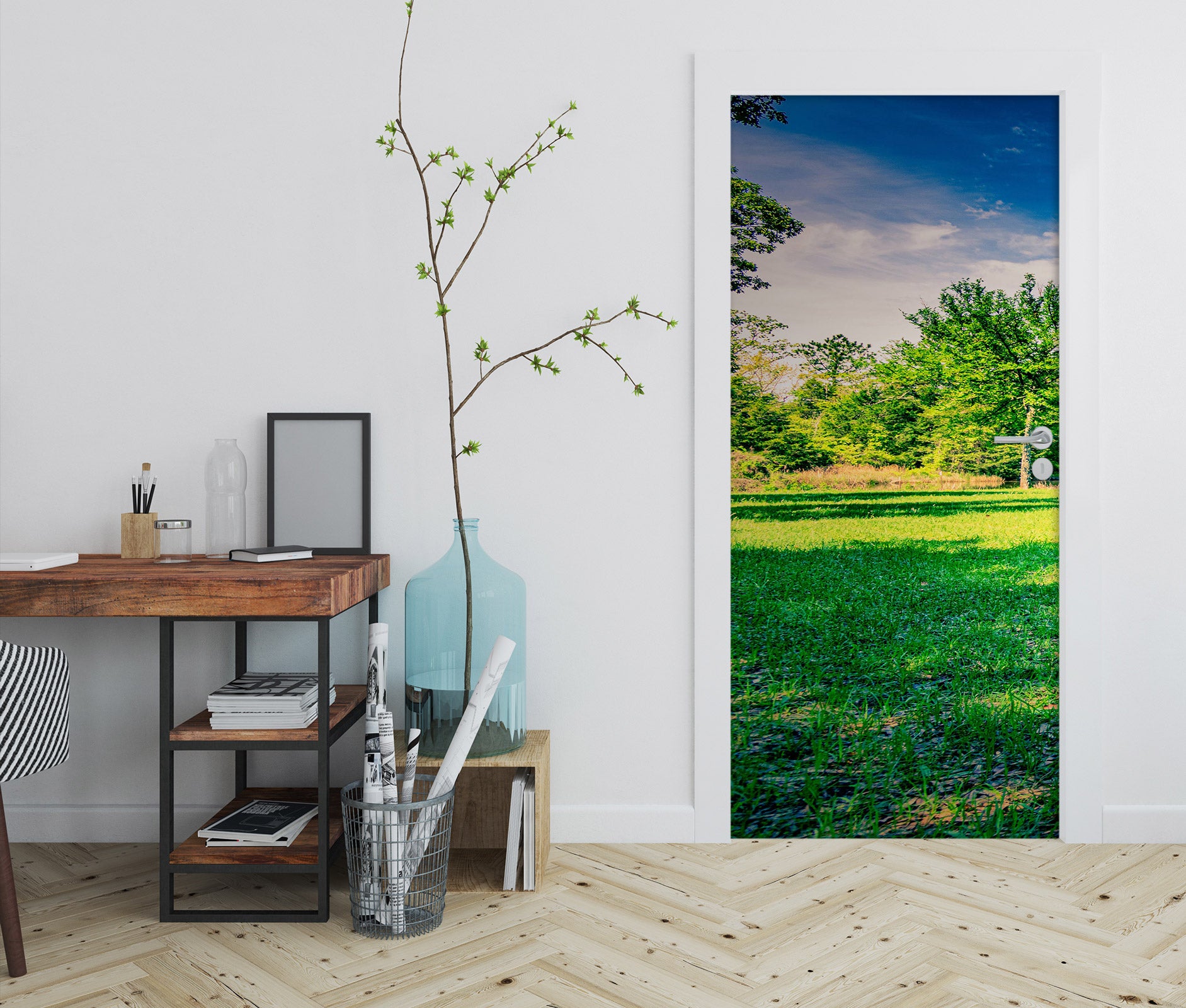 3D Green Lawn Trees 107194 Beth Sheridan Door Mural