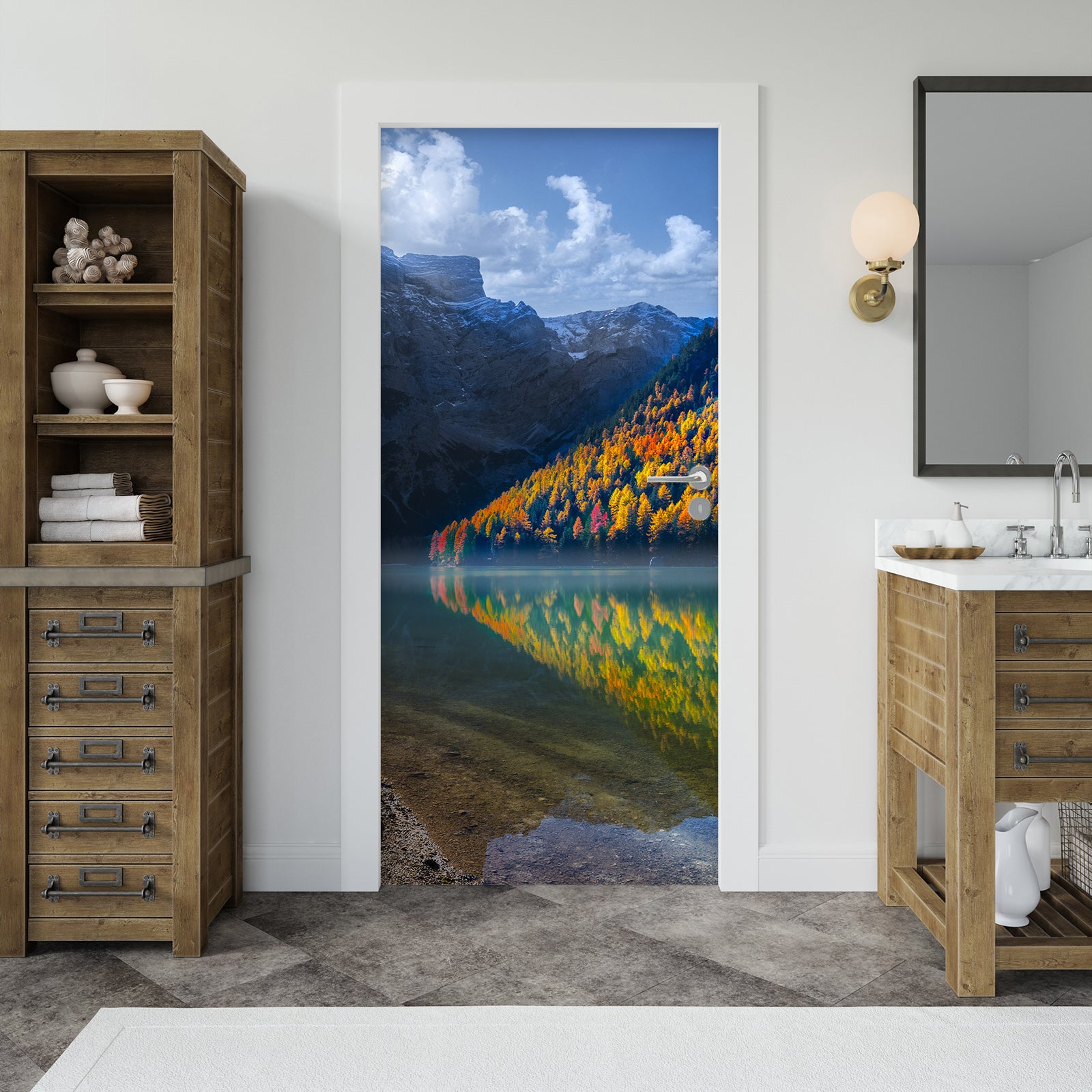 3D Lake Mountain Forest 11440 Marco Carmassi Door Mural