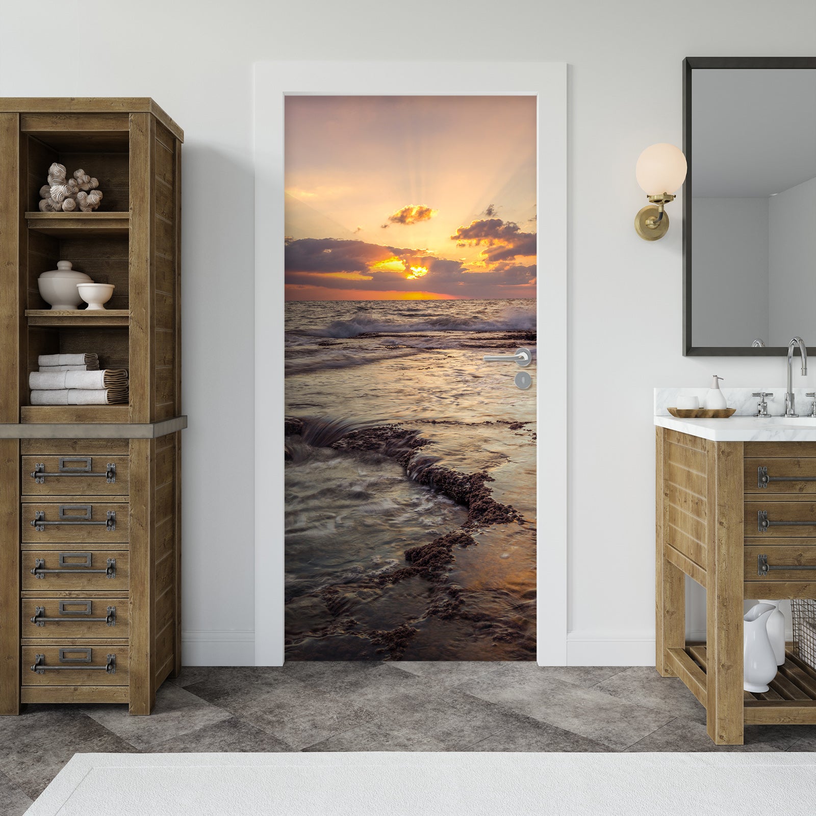 3D Sunset Seaside 106138 Assaf Frank Door Mural