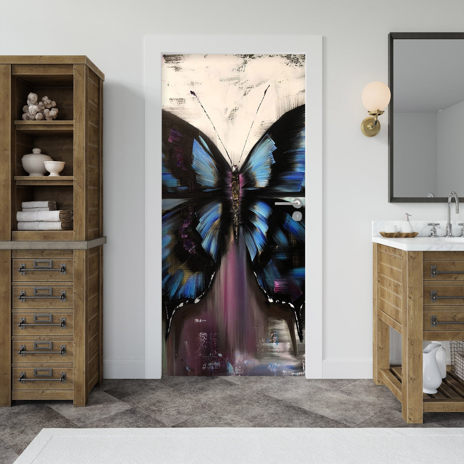 3D Black Butterfly 3320 Skromova Marina Door Mural