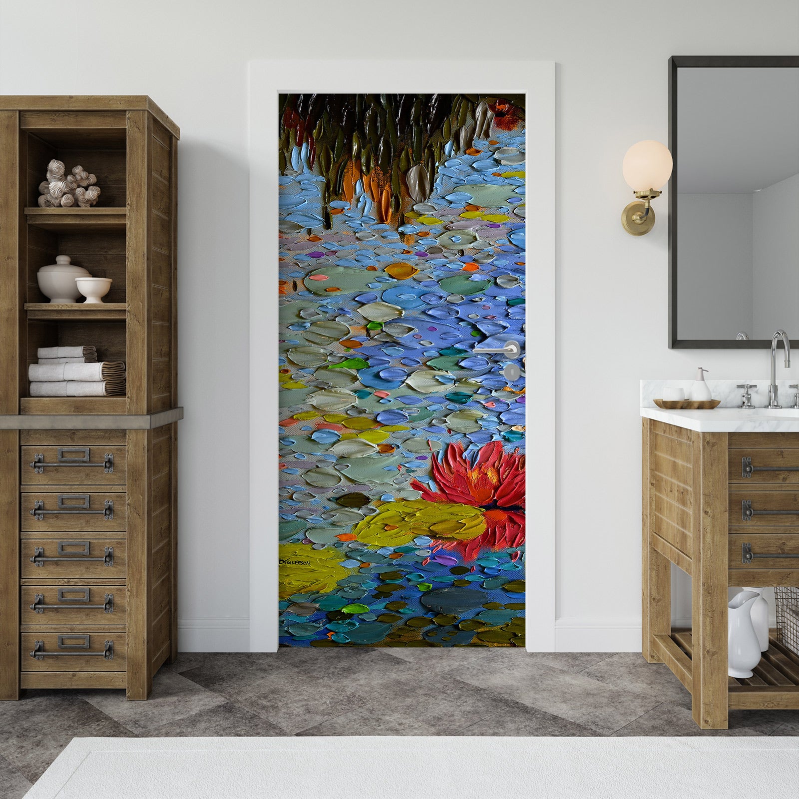 3D Lotus Pond 112227 Dena Tollefson Door Mural