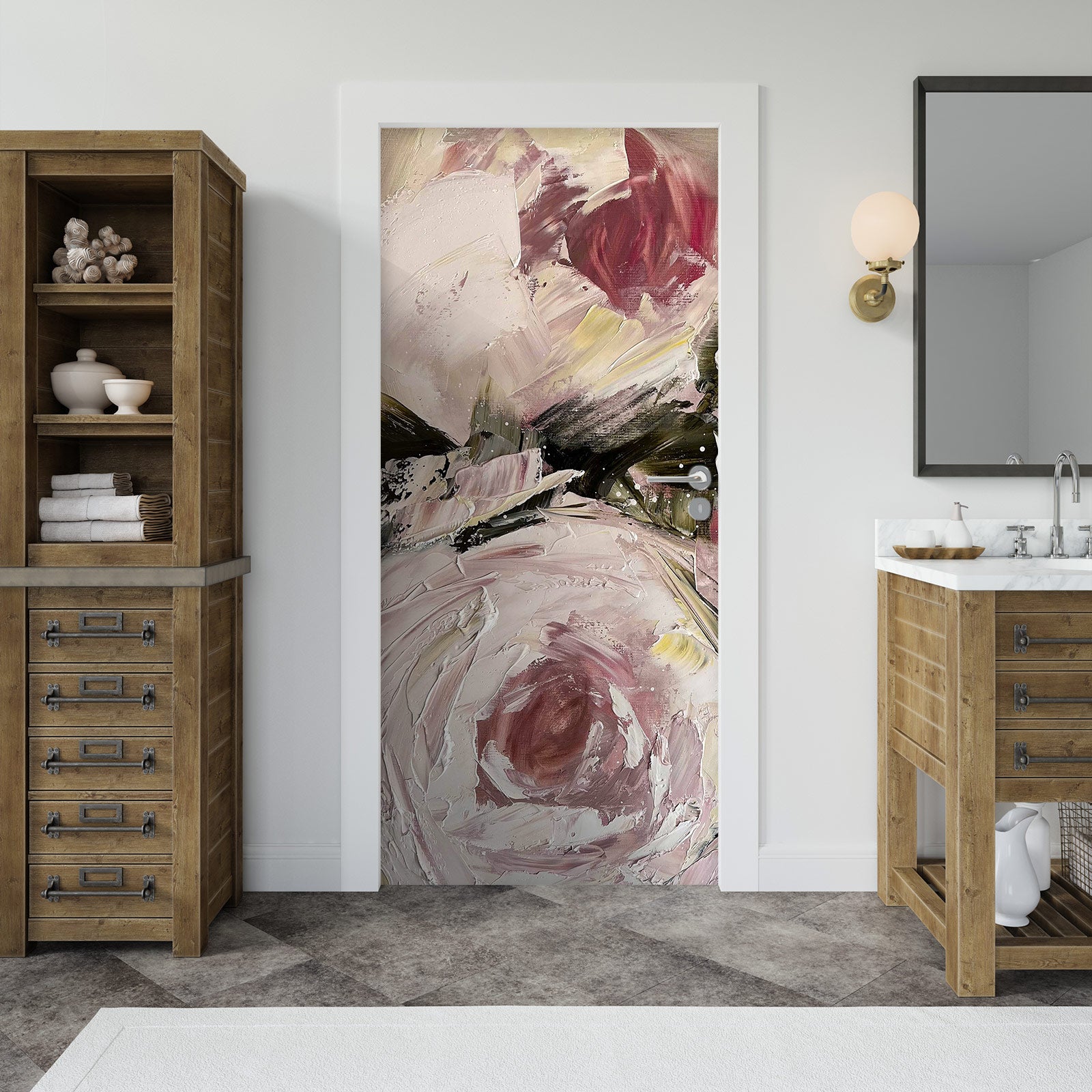 3D Pink Rose 3144 Skromova Marina Door Mural