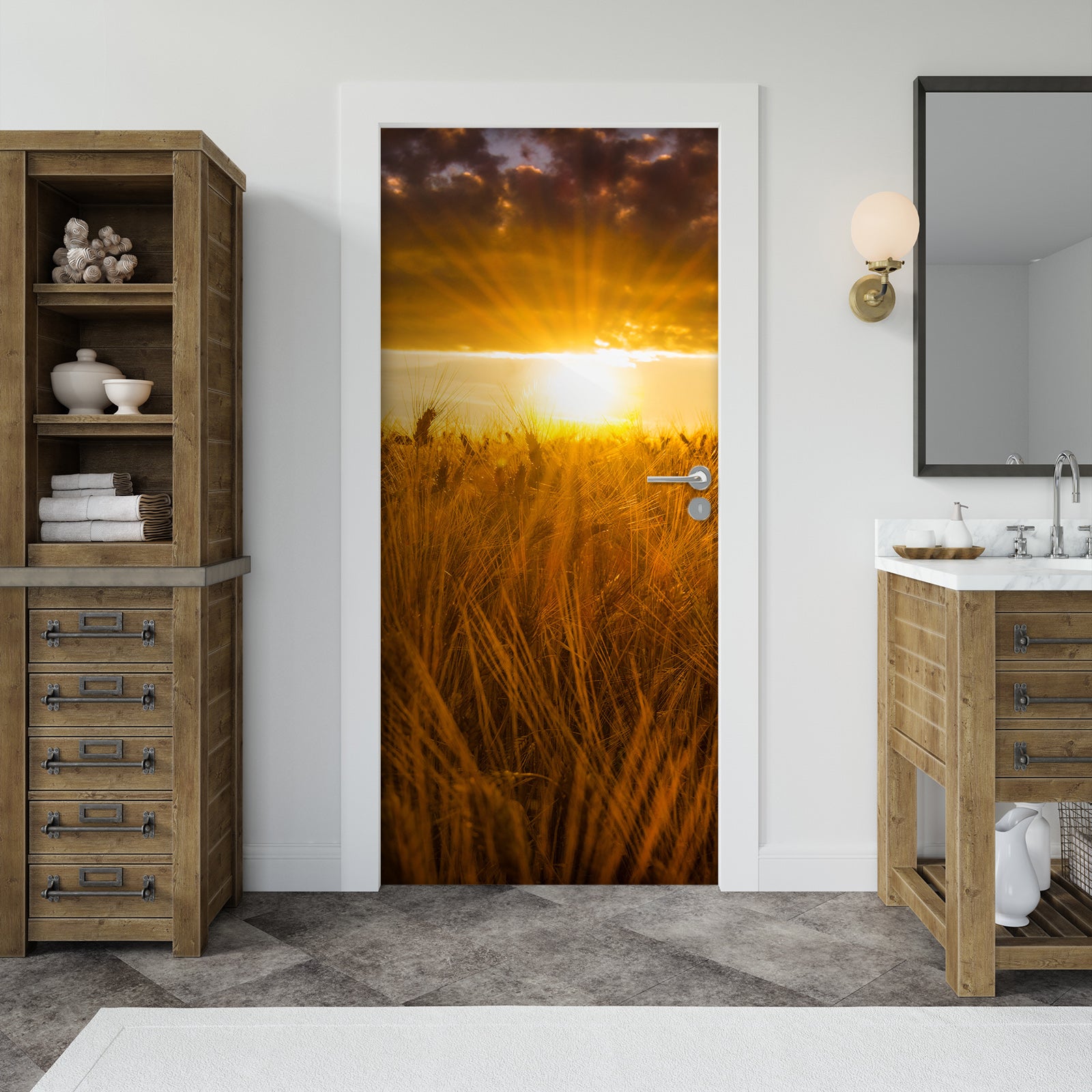 3D Wheat Sunlight 114114 Marco Carmassi Door Mural