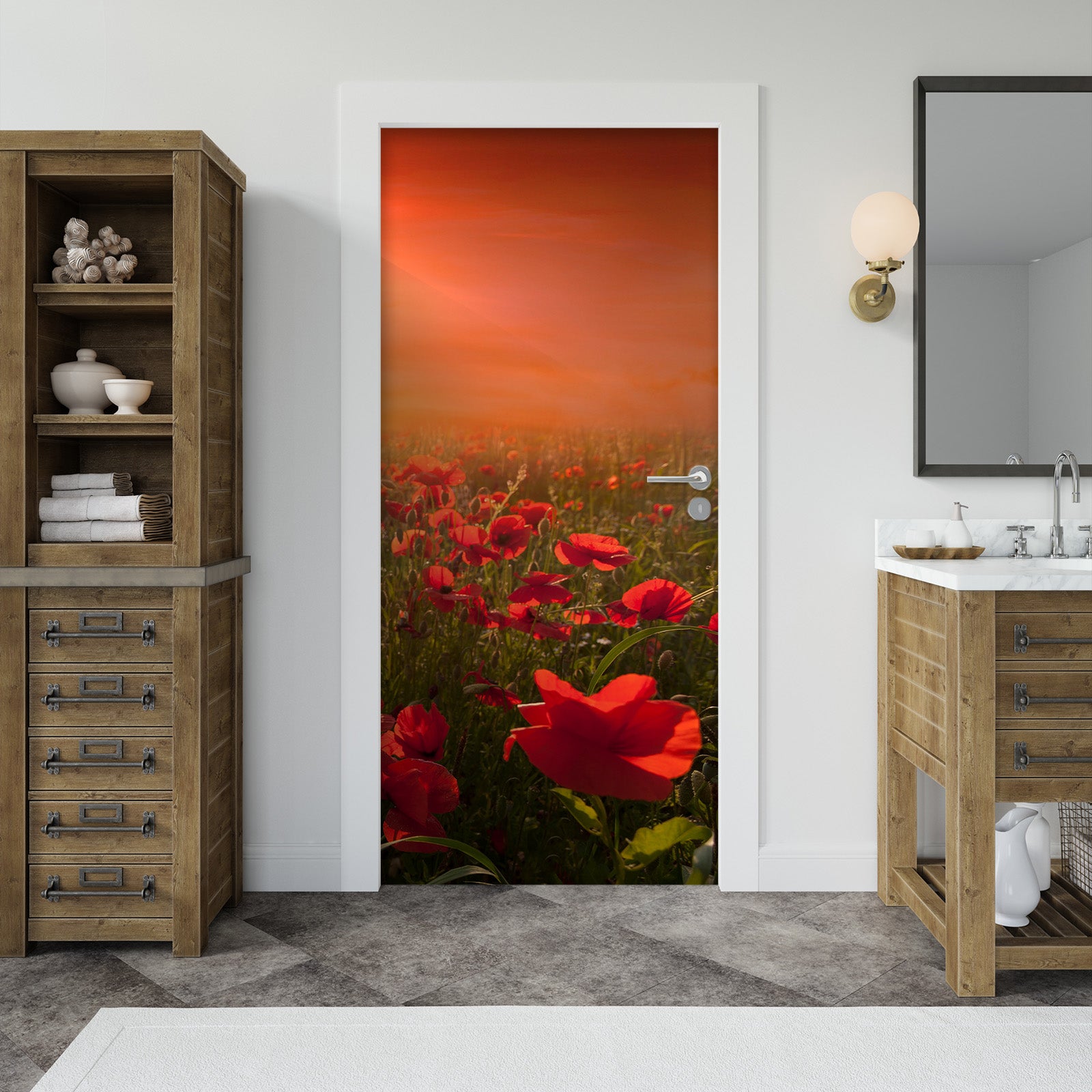 3D Red Flowers Clump 11549 Marco Carmassi Door Mural