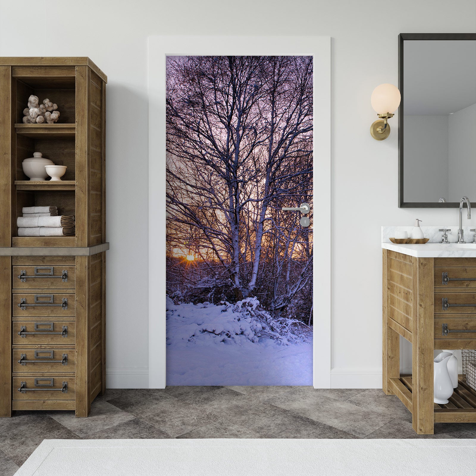 3D Snow Trees 10604 Assaf Frank Door Mural