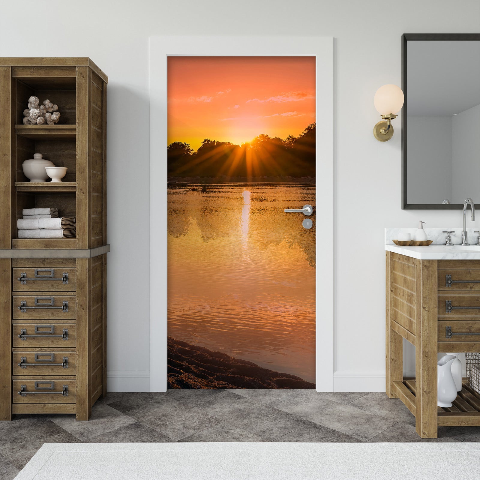 3D Sunlight Lake Shadow 107206 Beth Sheridan Door Mural