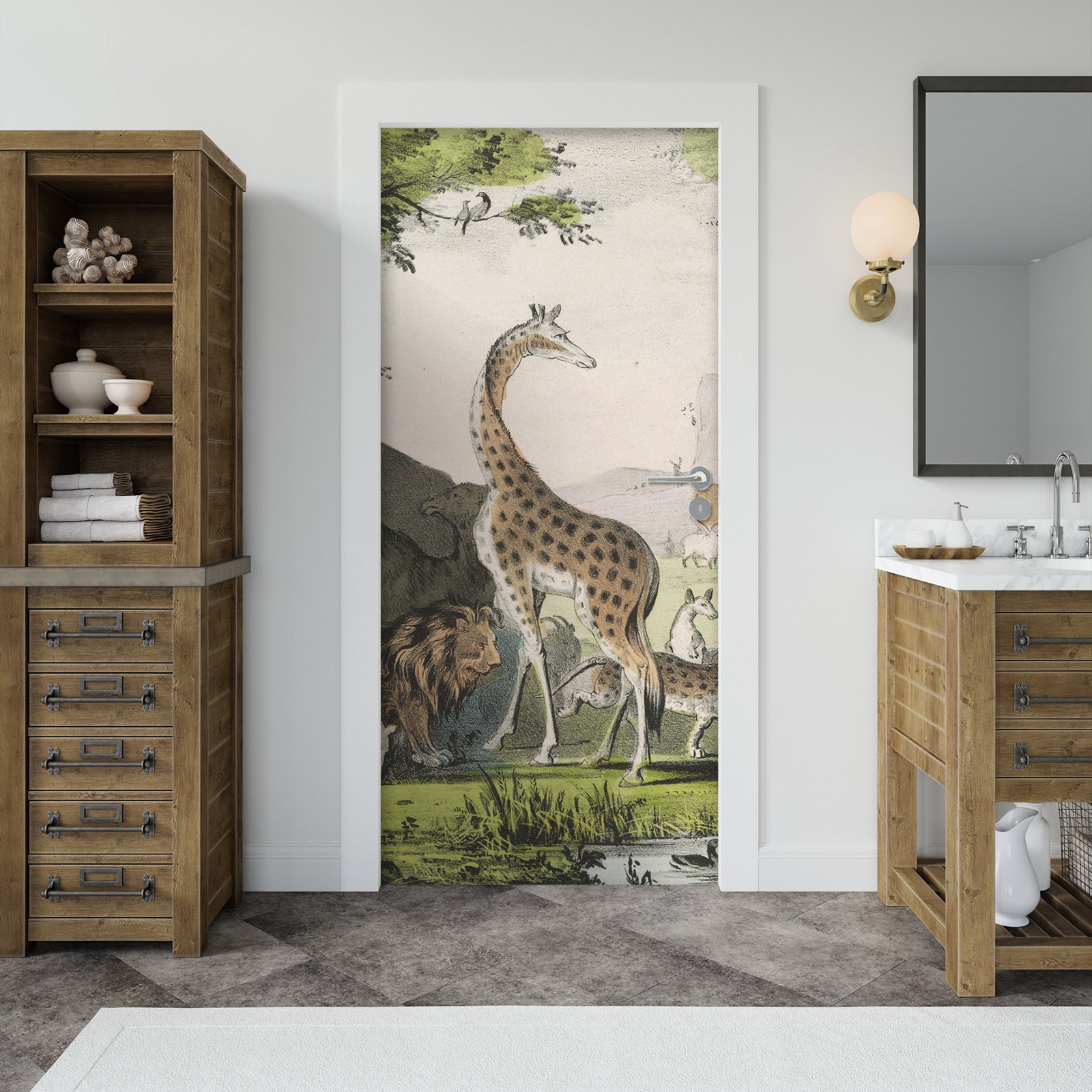 3D Trees Giraffe Animals 11880 Andrea Haase Door Mural