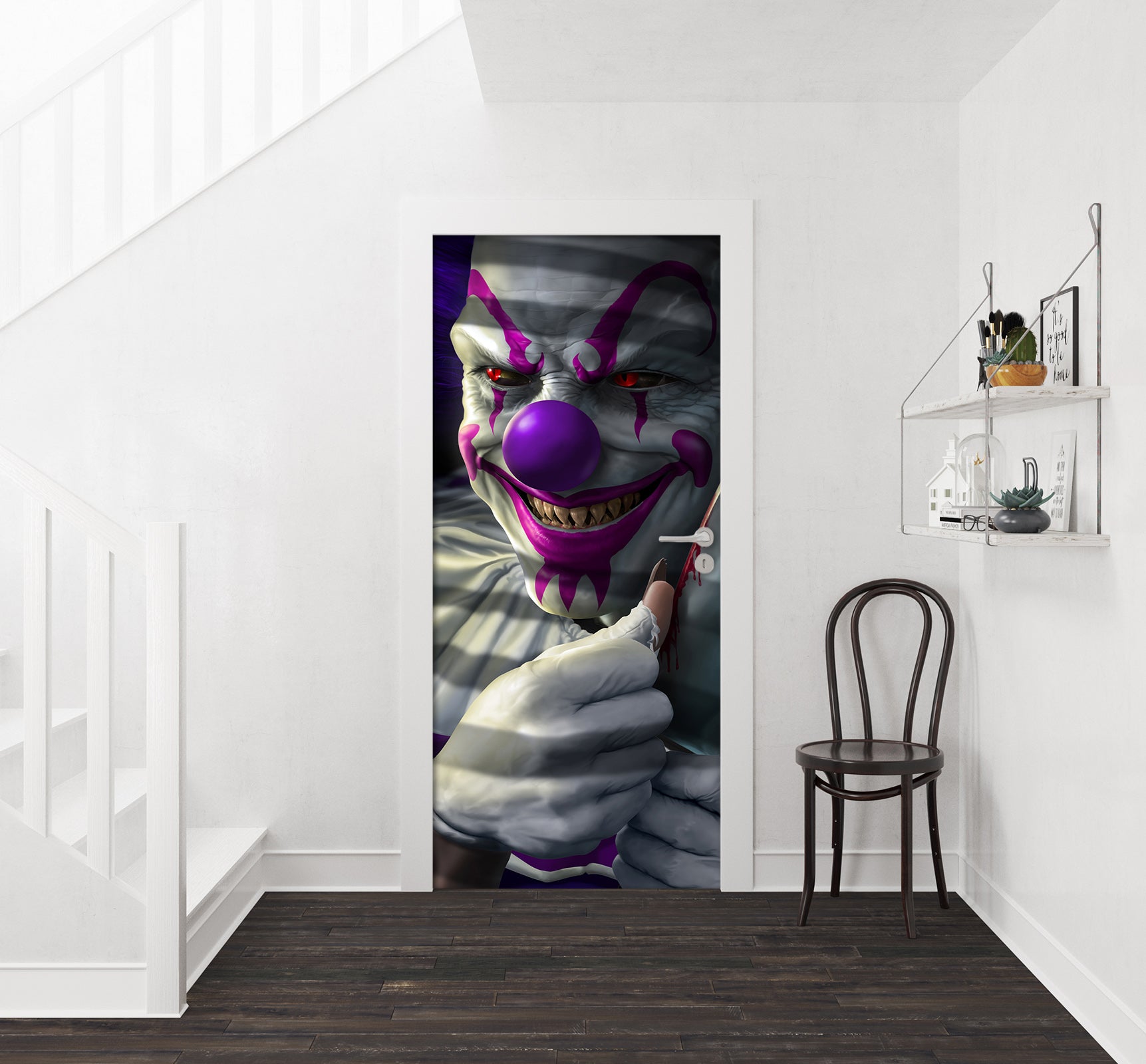 3D Purple Clown 637 Tom Wood Door Mural