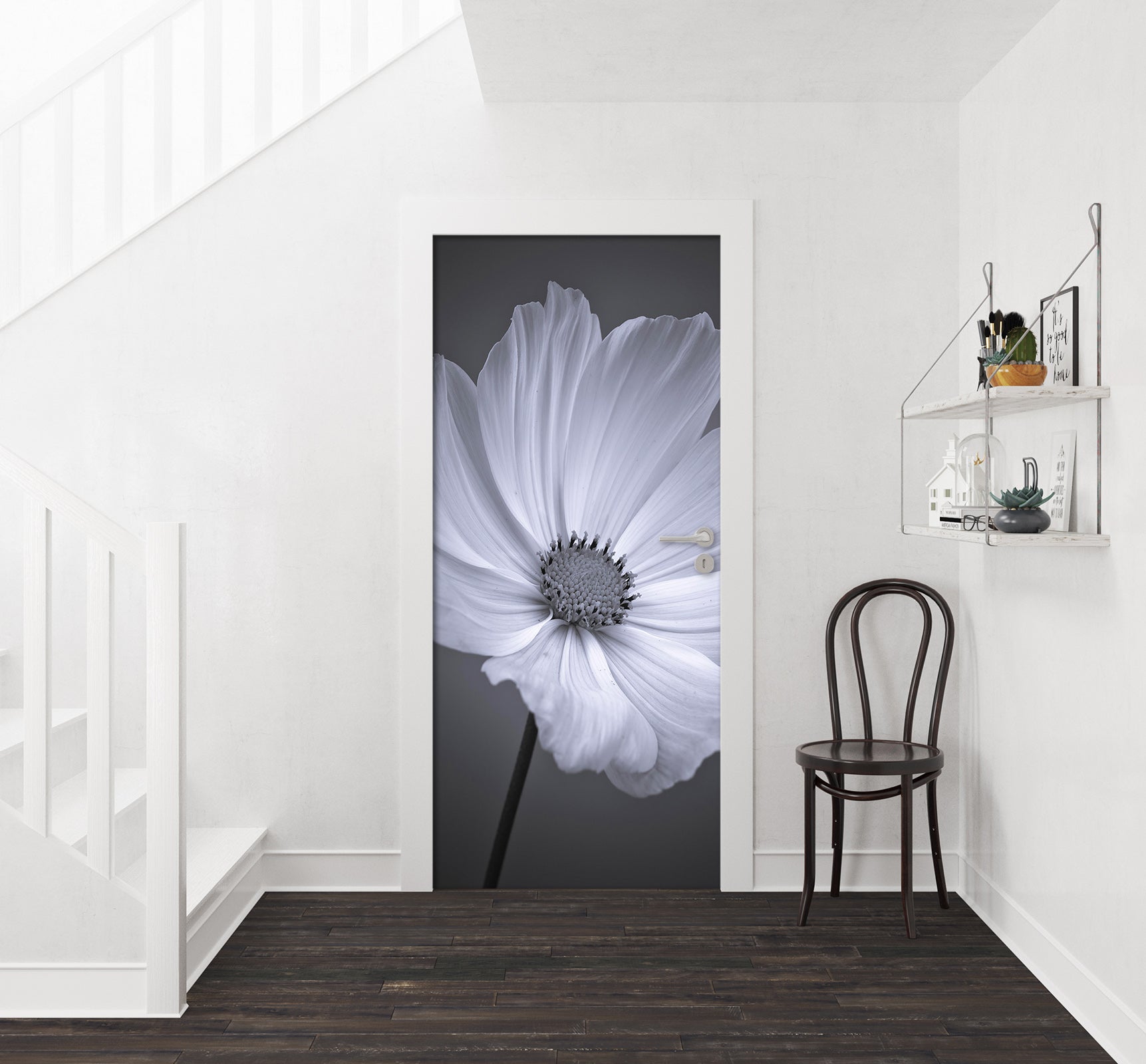 3D Grey Flowers 10659 Assaf Frank Door Mural