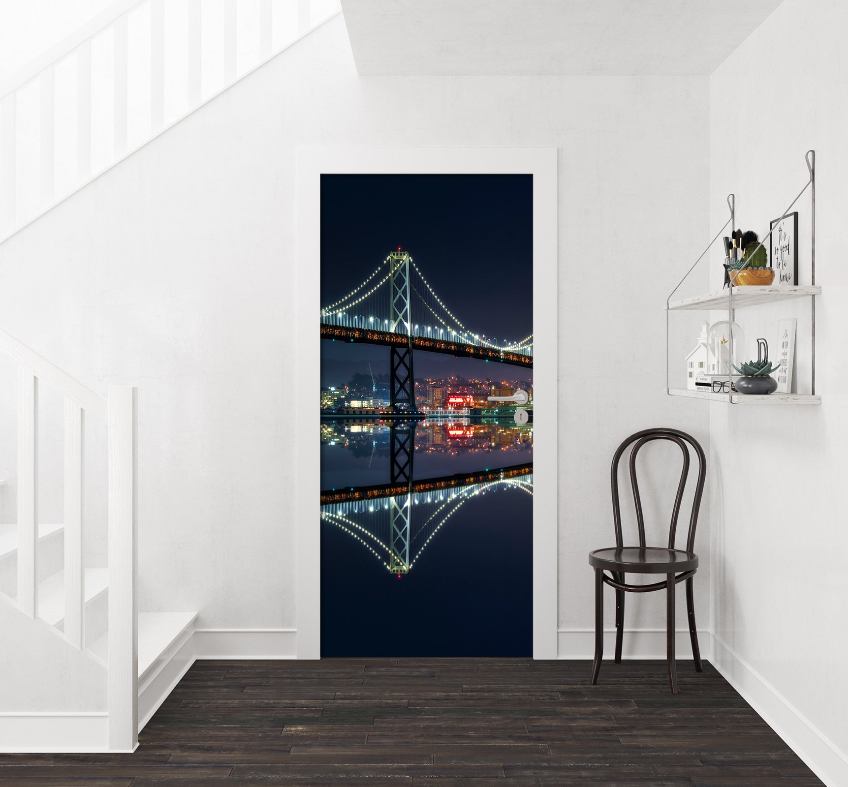 3D Night Bridge 119119 Marco Carmassi Door Mural