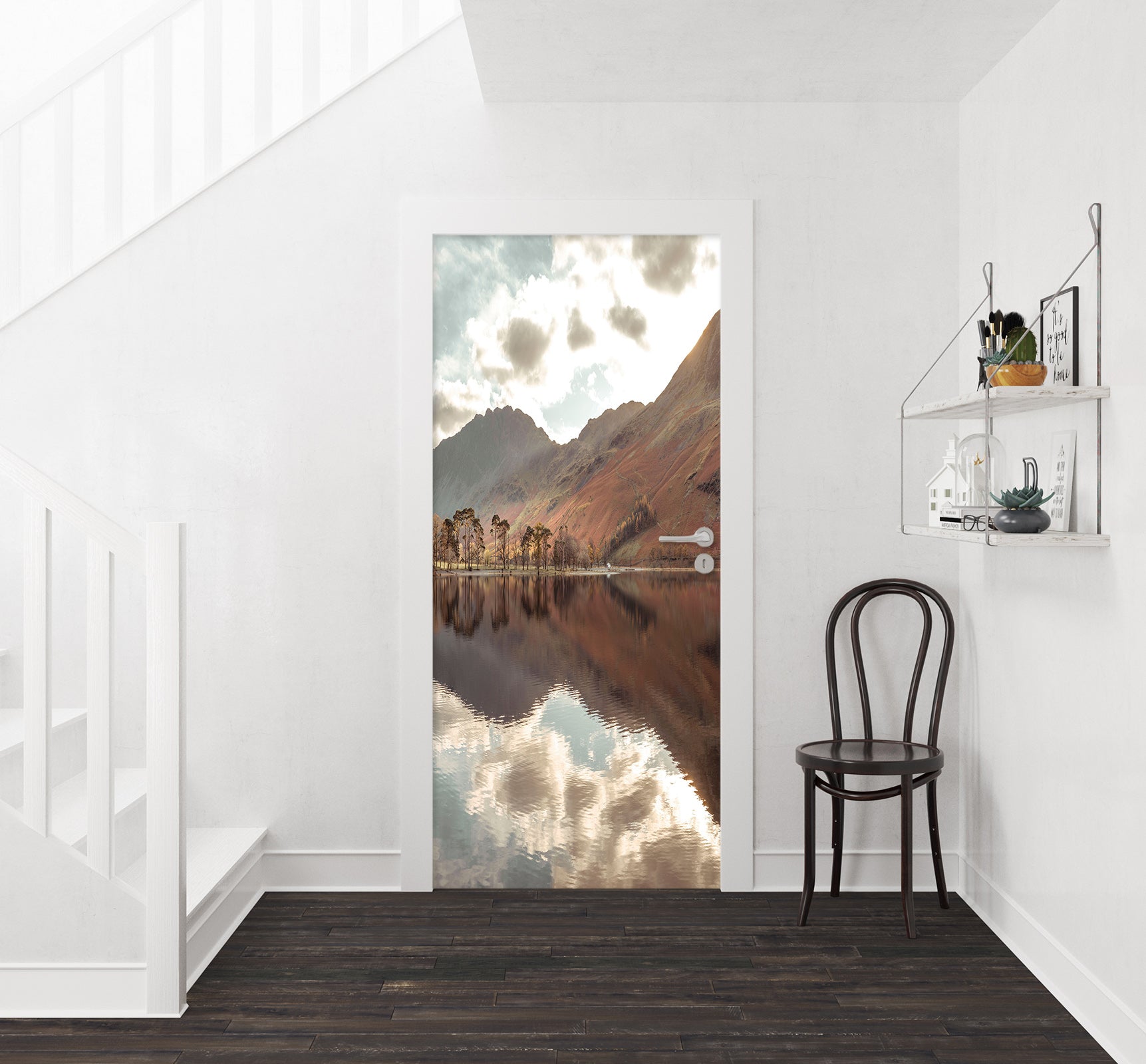 3D Shadow Mountains Rivers 10218 Assaf Frank Door Mural