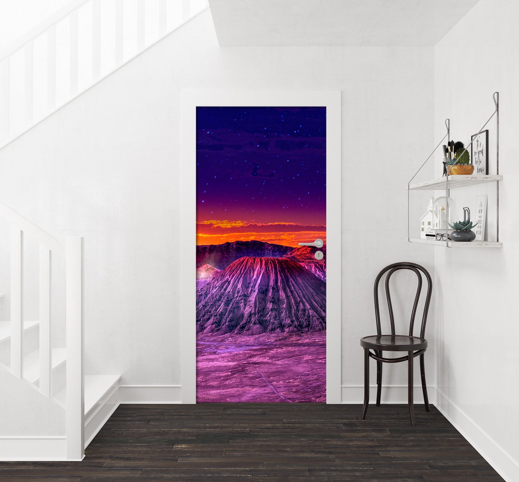 3D Snow Rock Starry Sky 12013 Marco Carmassi Door Mural