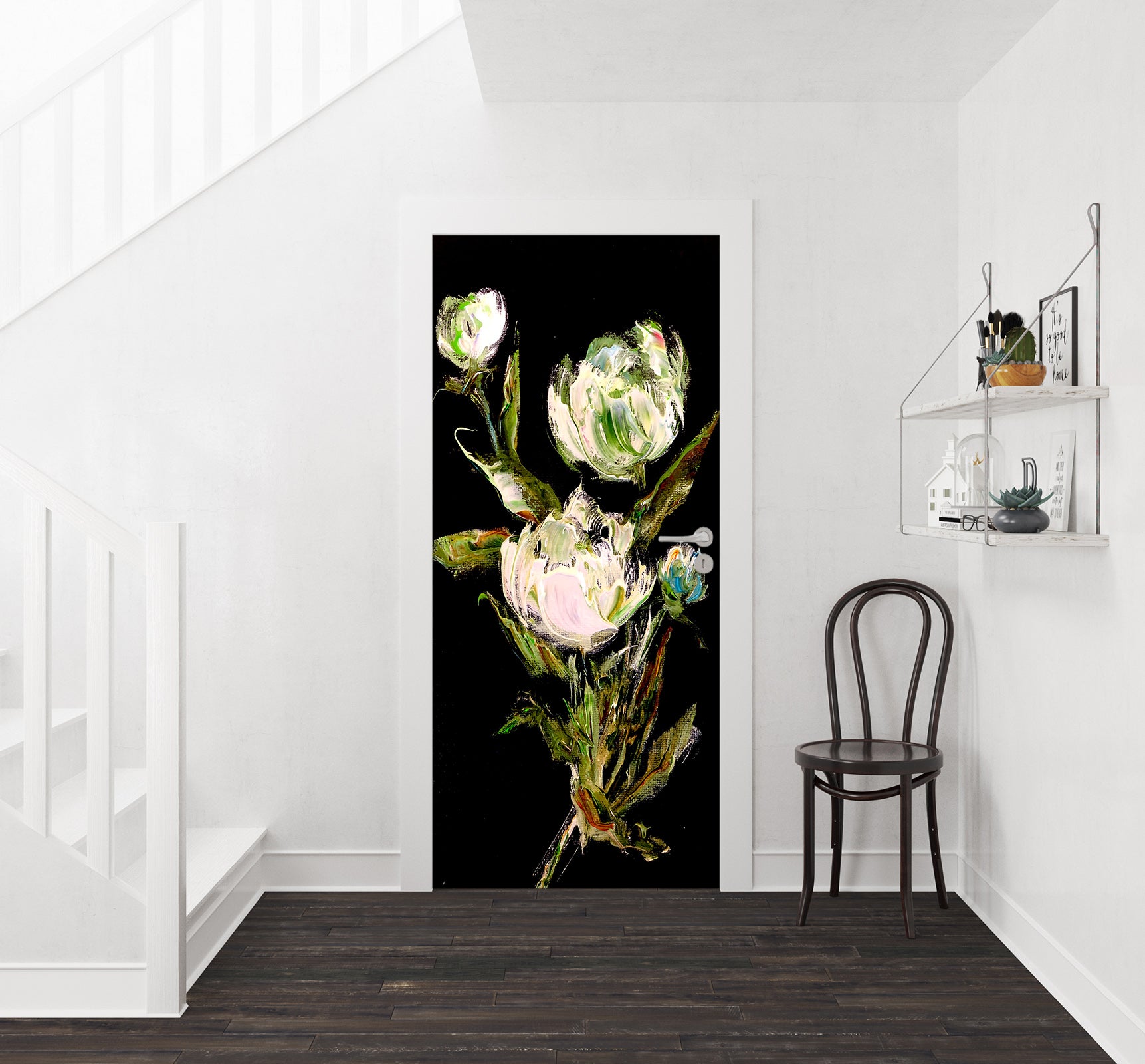 3D White Rose 3273 Skromova Marina Door Mural