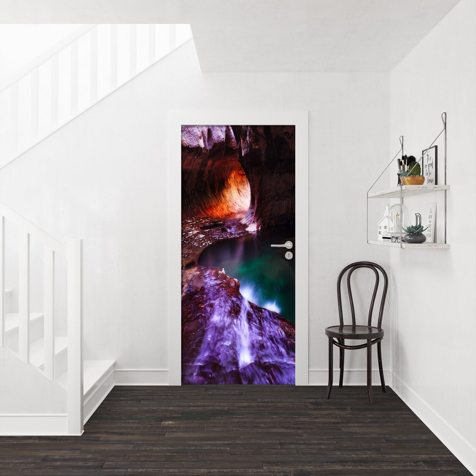 3D Purple Stone Cave 029 Door Mural-Heavy Duty- Premium Canvas