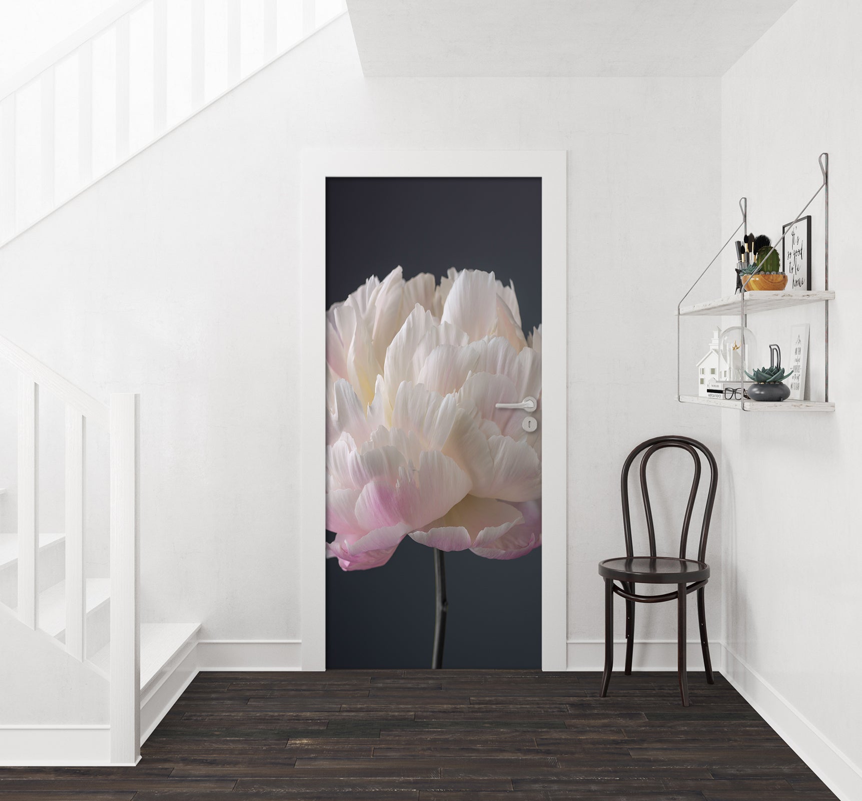 3D White Flowers 10632 Assaf Frank Door Mural