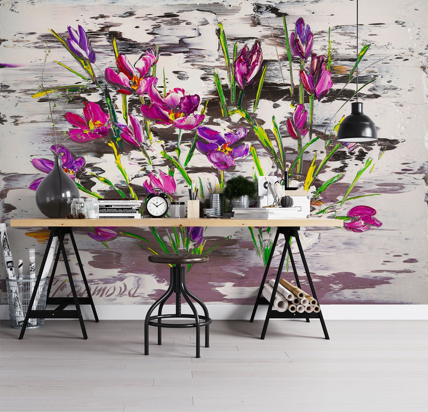 3D Purple Flower 230 Skromova Marina Wall Mural Wall Murals