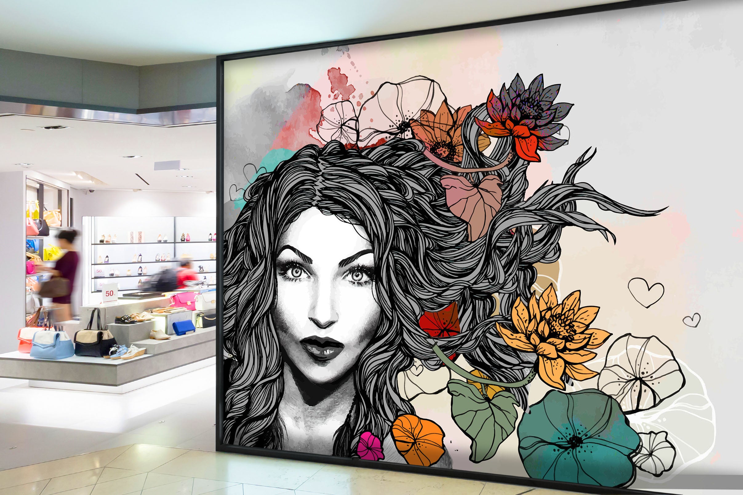 3D Woman Lotus 128 Wall Murals