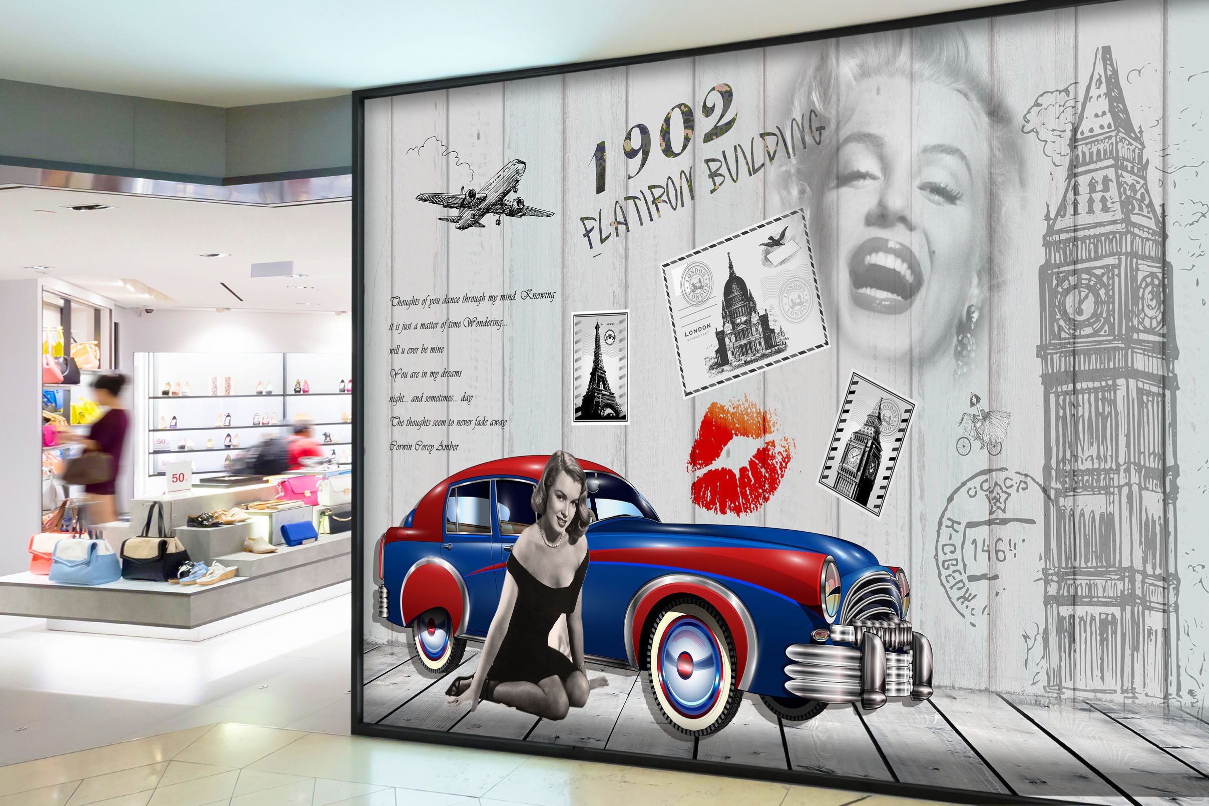 3D Building Retro Style 142 Wall Murals