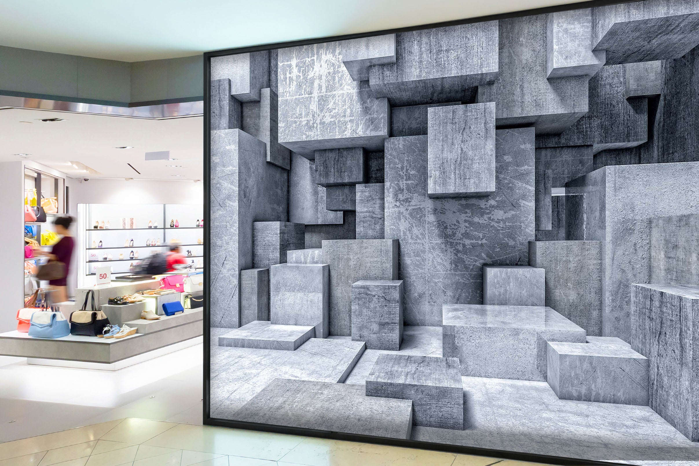 3D Gray Square 127 Wall Murals