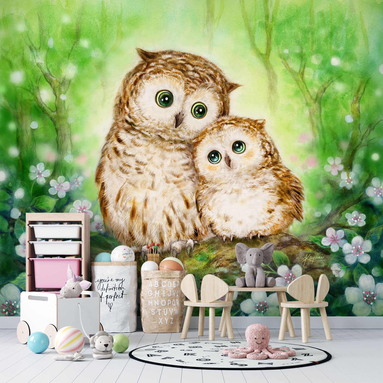 3D Baby Owl 5536 Kayomi Harai Wall Mural Wall Murals