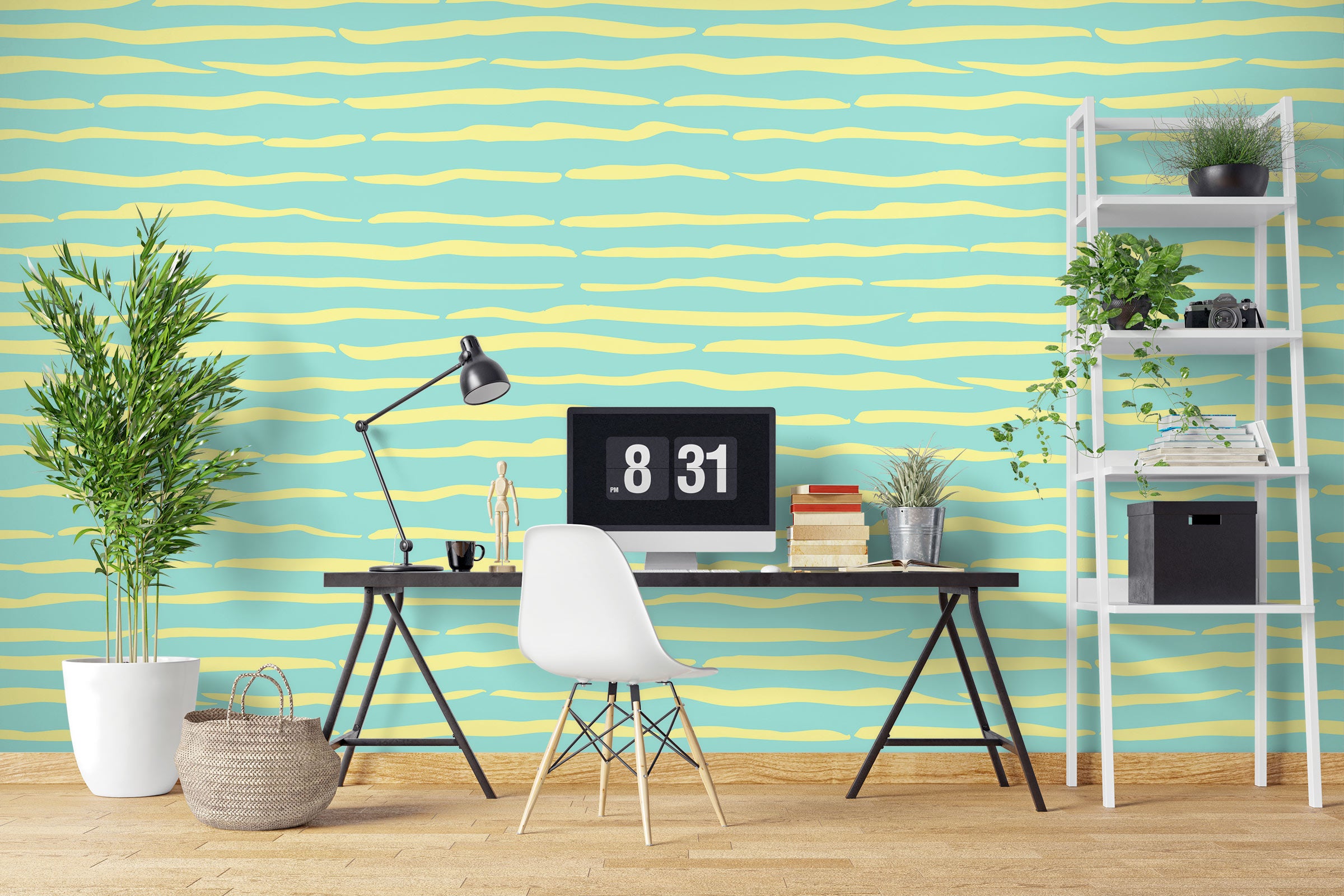 3D Yellow Green Stripes 12093 Kashmira Jayaprakash Wall Mural Wall Murals